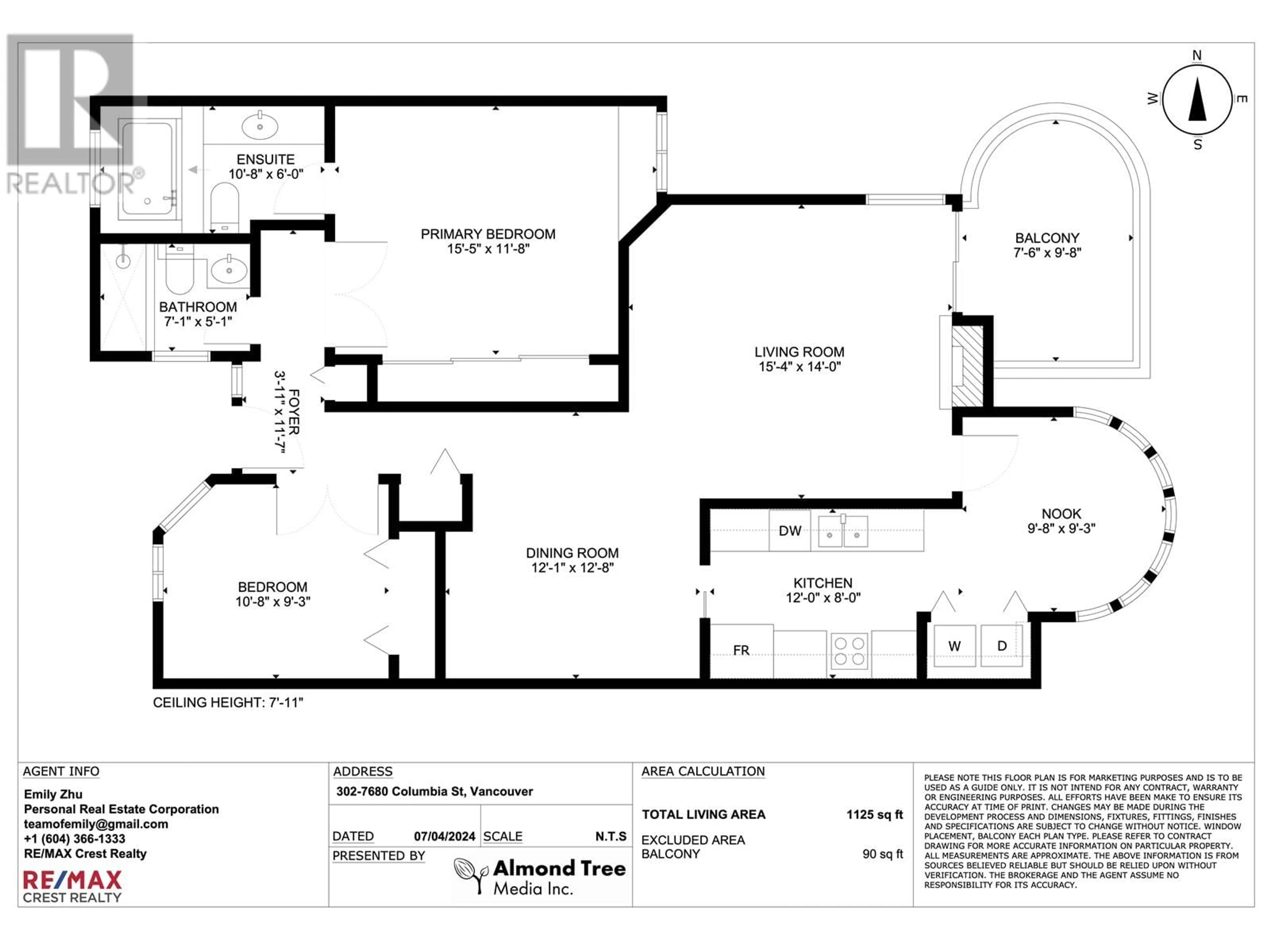 Floor plan for 302 7680 COLUMBIA STREET, Vancouver British Columbia V5X4S8