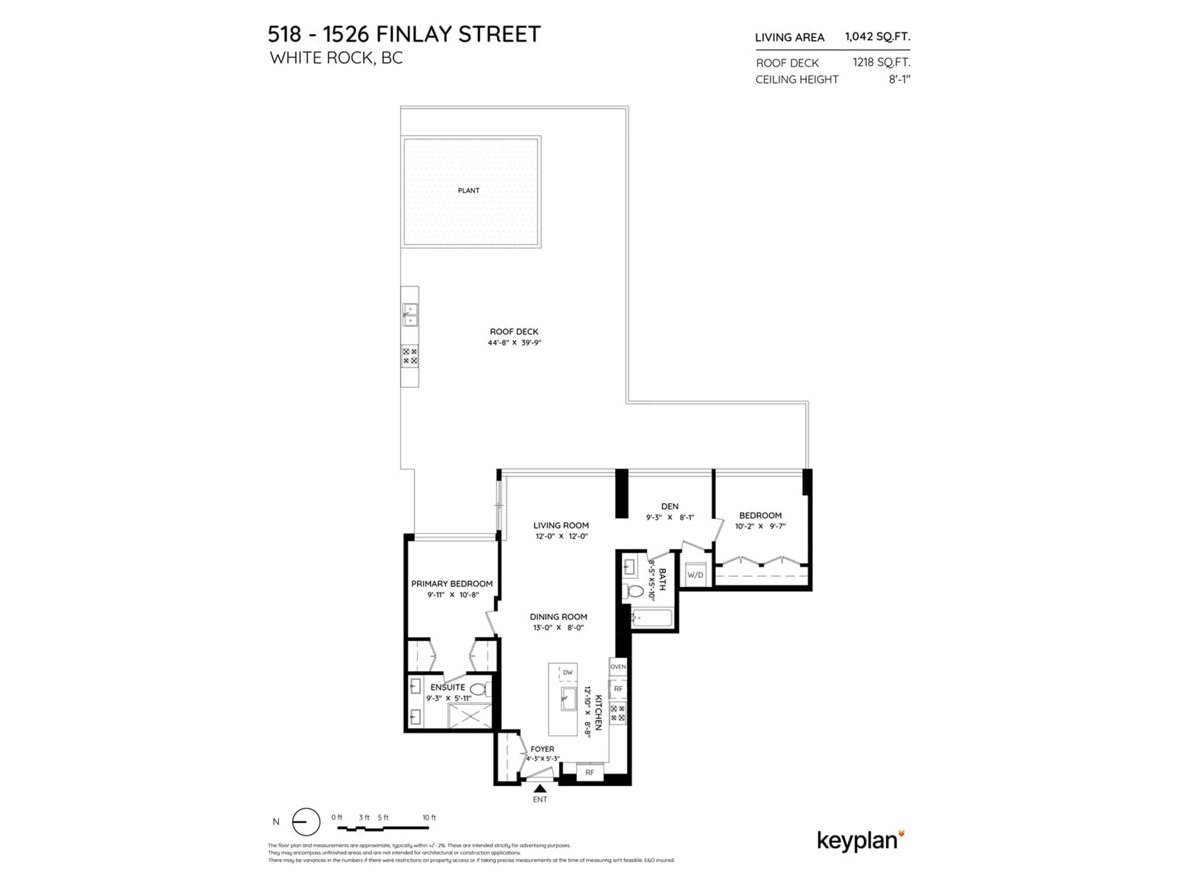 Floor plan for 518 1526 FINLAY STREET, White Rock British Columbia V4B4L9