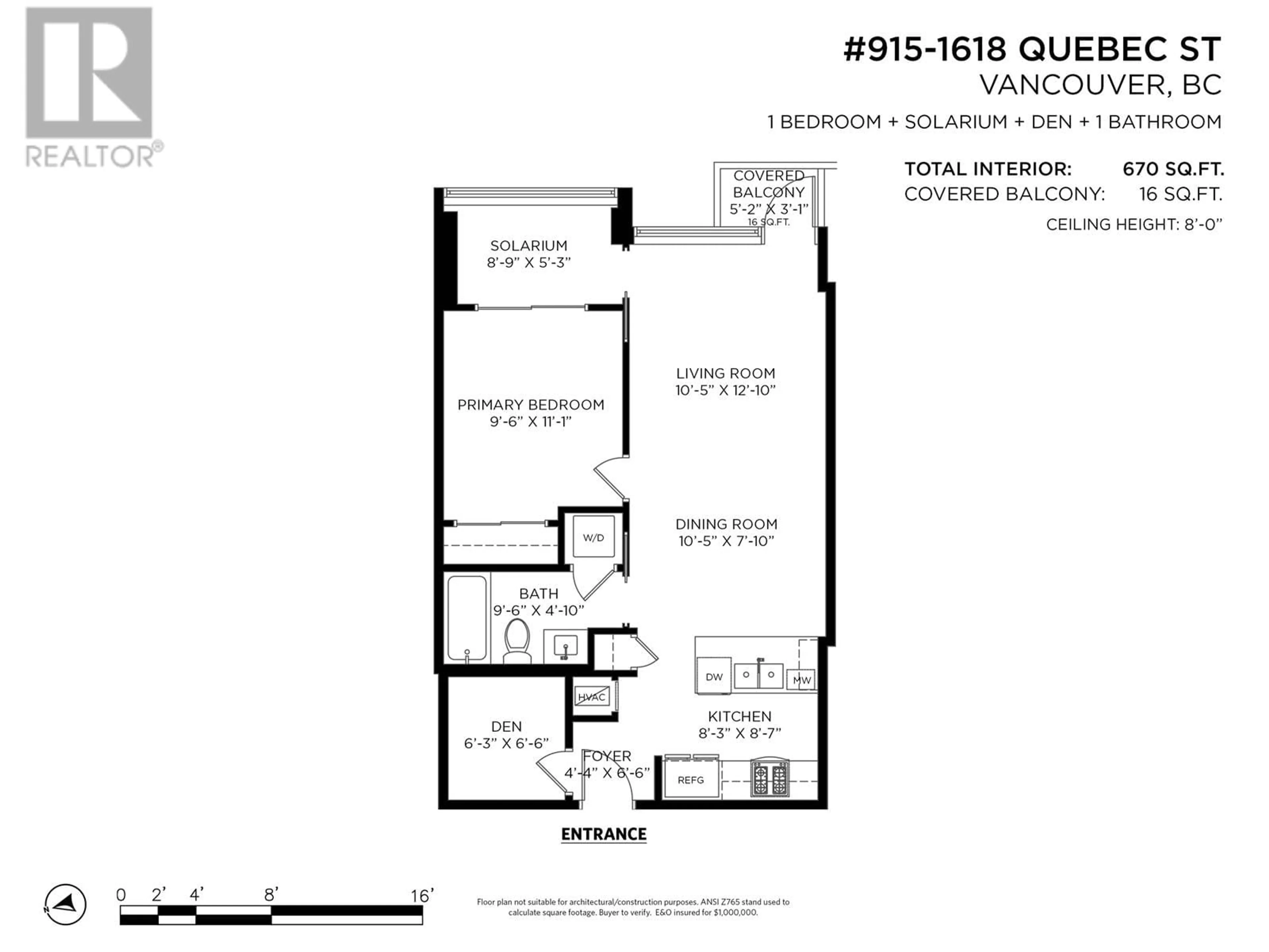 Floor plan for 915 1618 QUEBEC STREET, Vancouver British Columbia V6A0C5