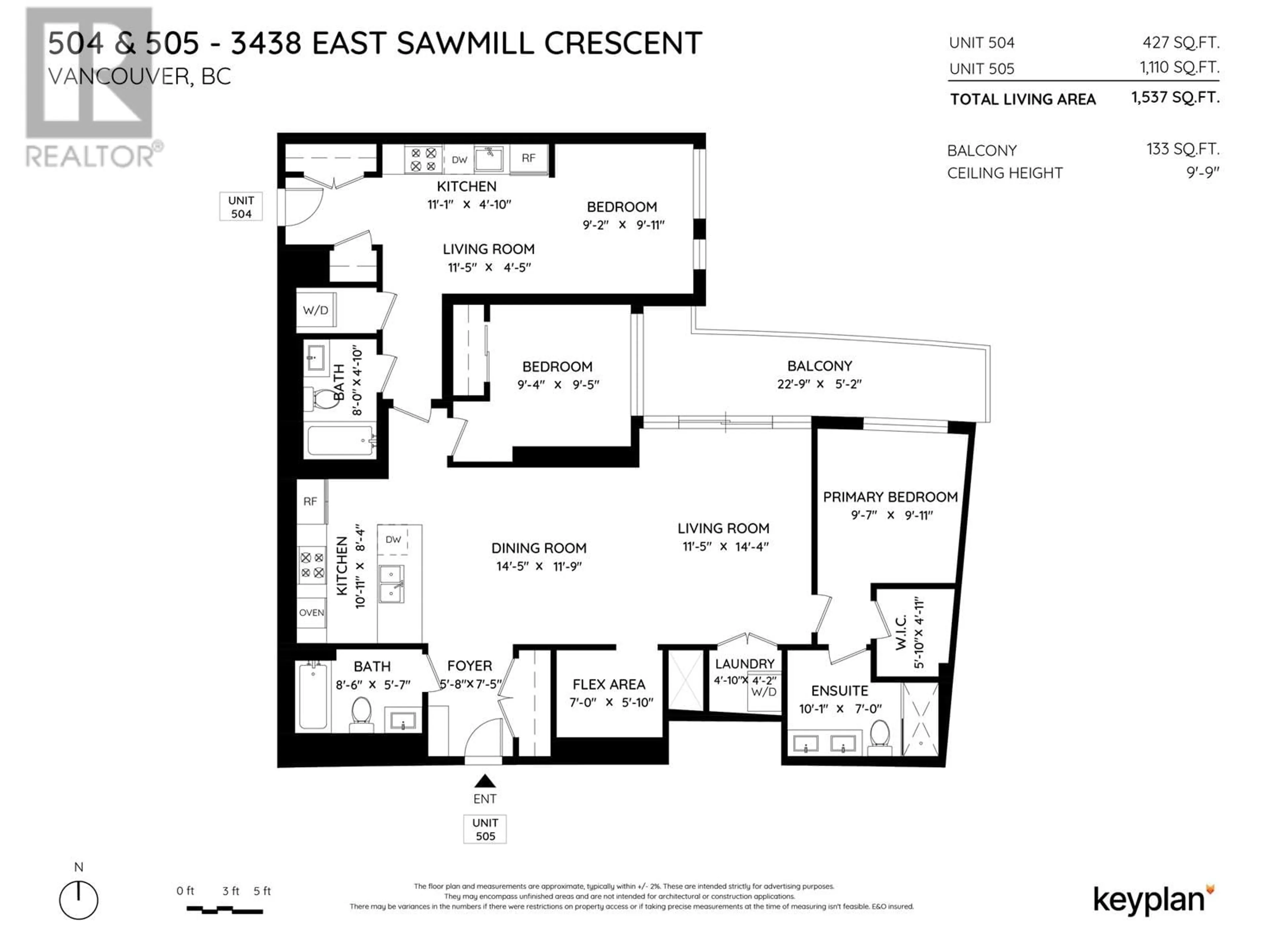 Floor plan for 504 3438 SAWMILL CRESCENT, Vancouver British Columbia V5S0E3