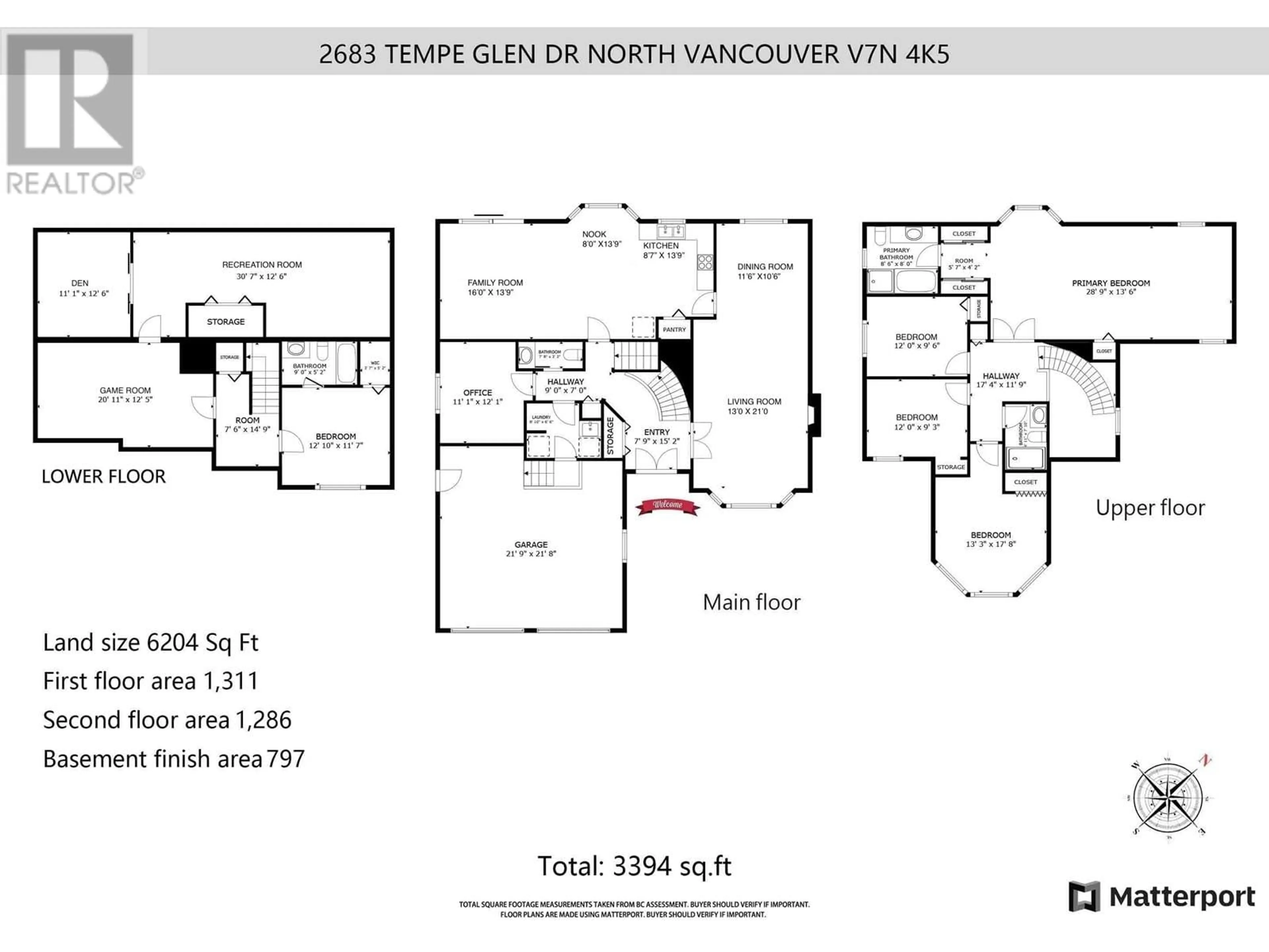 Floor plan for 2683 TEMPE GLEN DRIVE, North Vancouver British Columbia V7N4K5