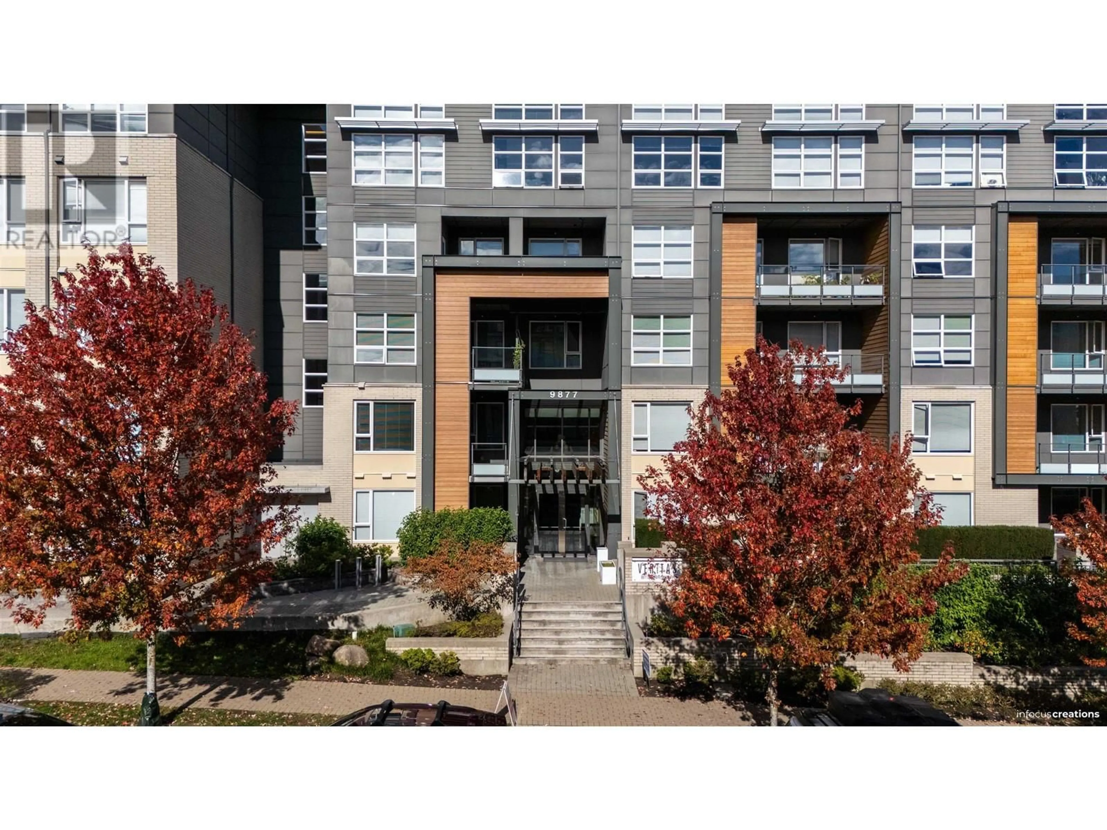 A pic from exterior of the house or condo, the front or back of building for 409 9877 UNIVERSITY CRESCENT, Burnaby British Columbia V5A0A7