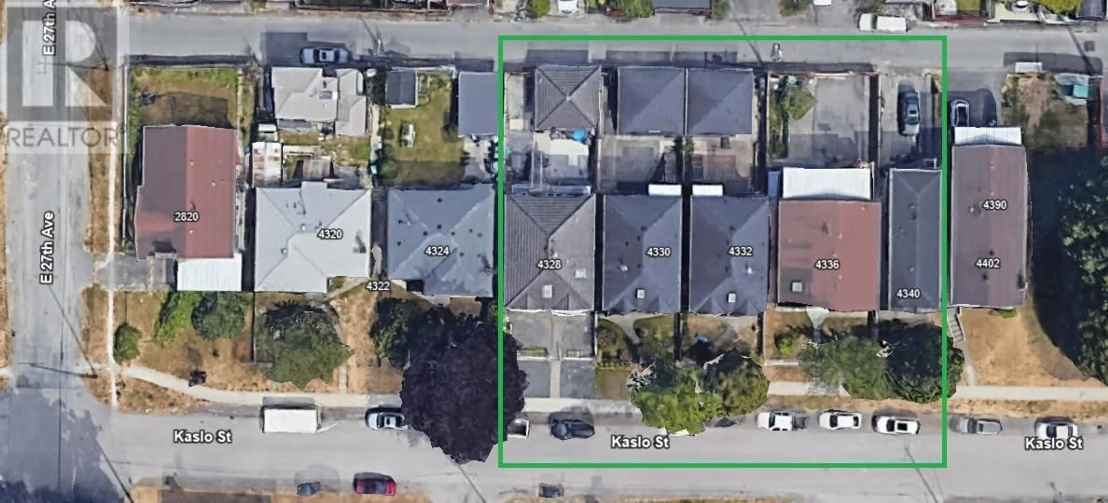 A pic from outside/outdoor area/front of a property/back of a property/a pic from drone, street for 4328 KASLO STREET, Vancouver British Columbia V5R2B7