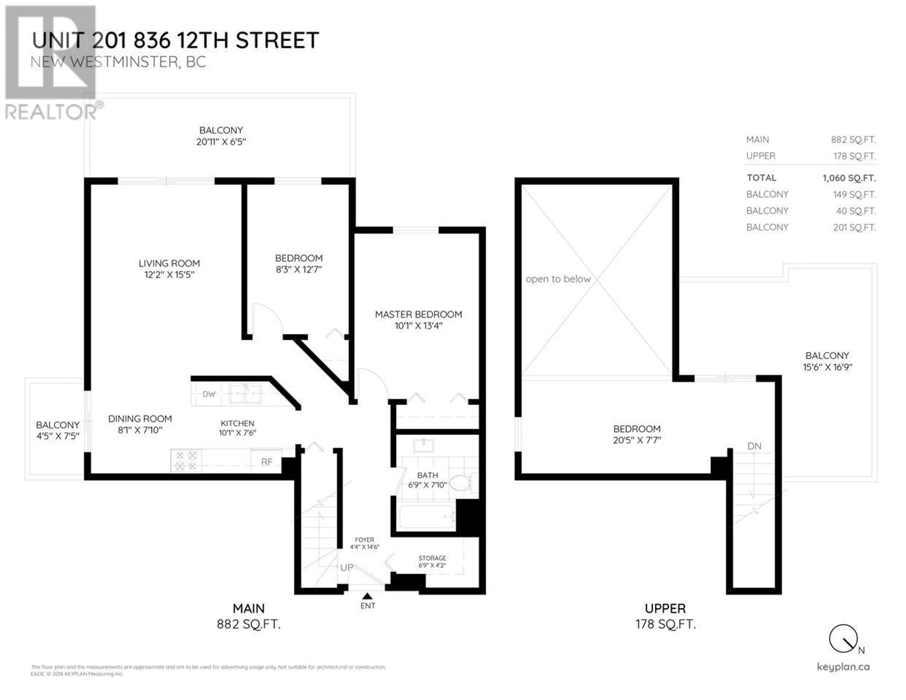 Floor plan for 201 836 TWELFTH STREET, New Westminster British Columbia V3M4K3