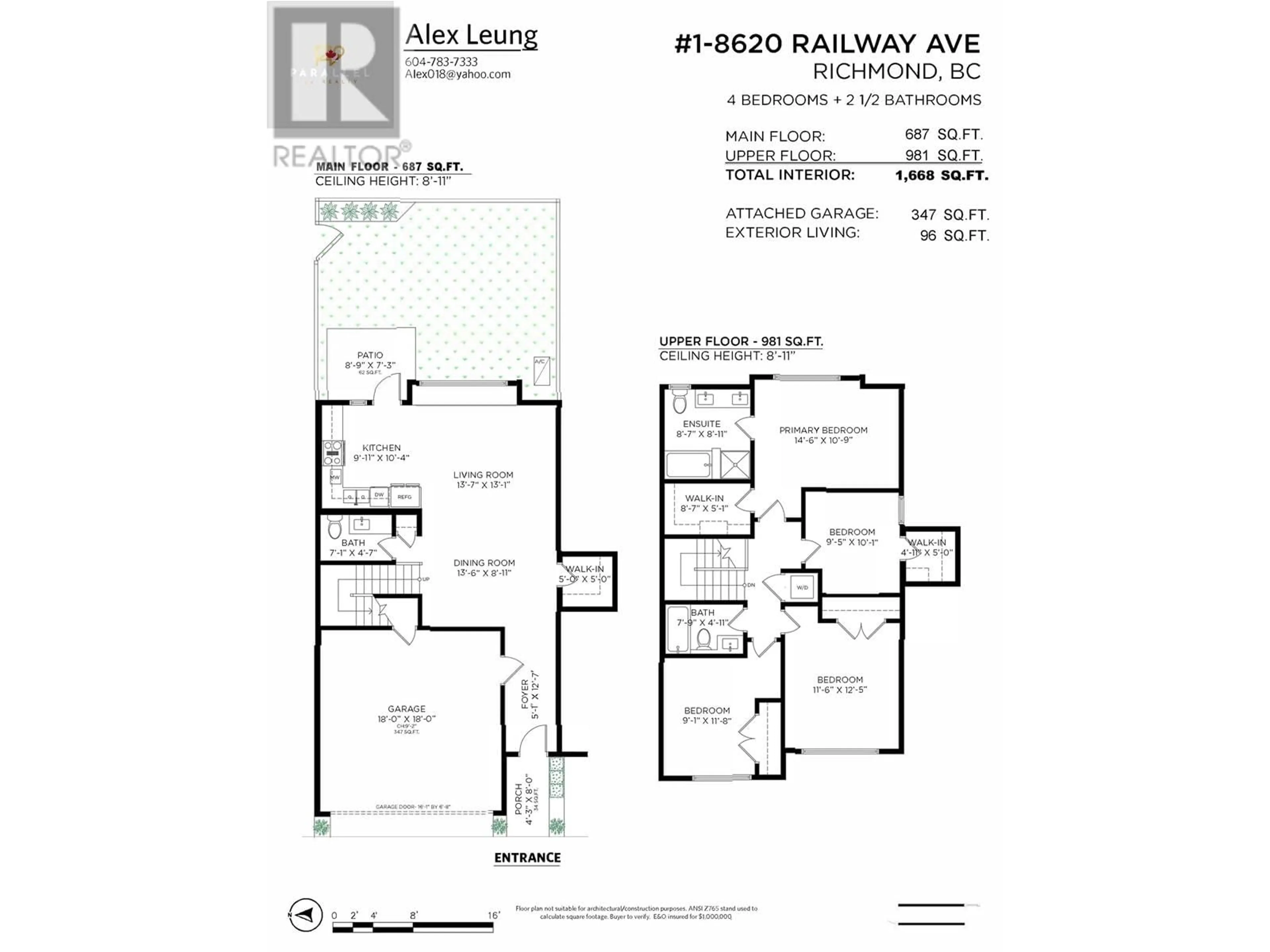 Floor plan for 1 8620 RAILWAY AVENUE, Richmond British Columbia V7C3K3