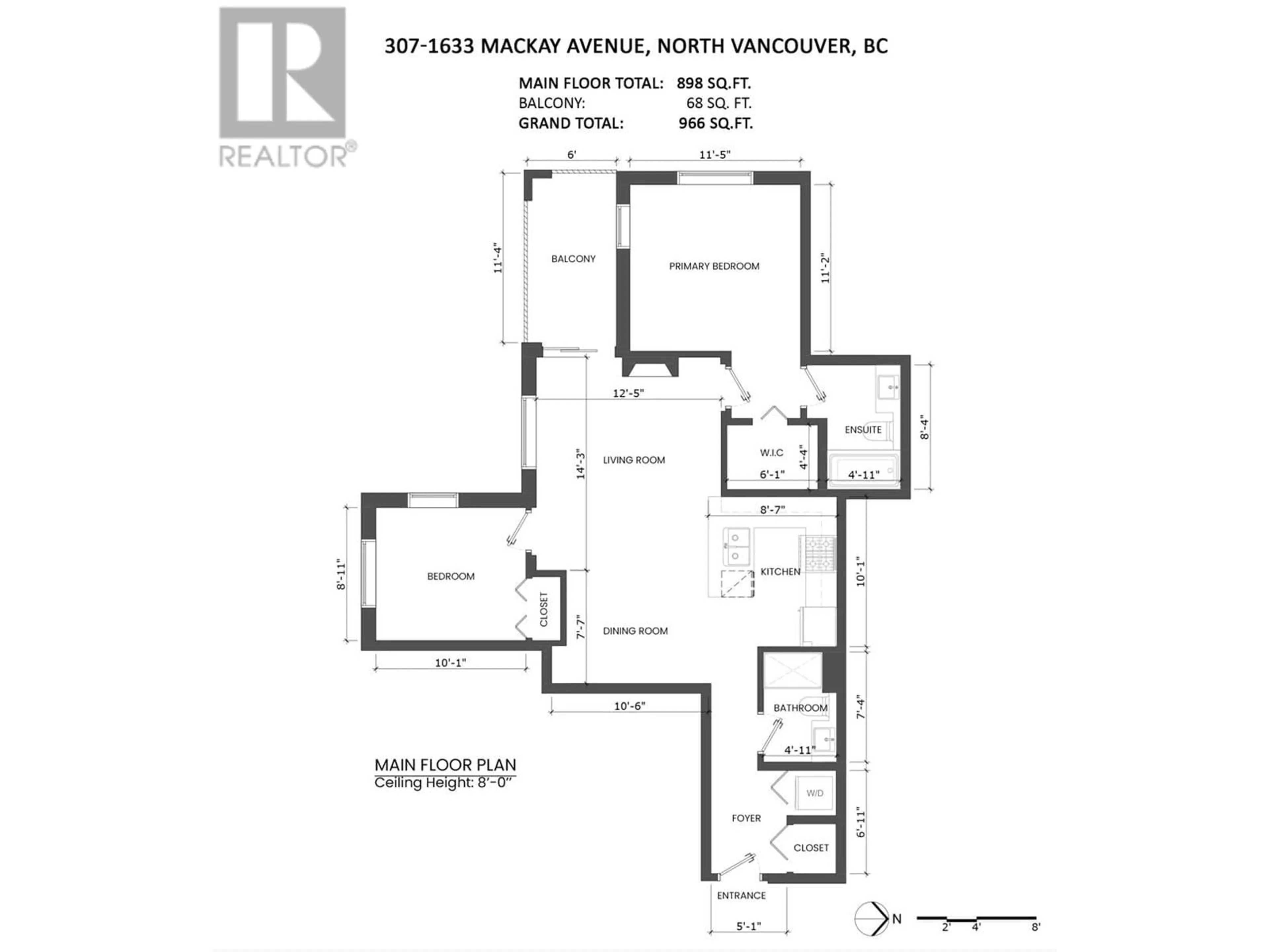 Floor plan for 307 1633 MACKAY AVENUE, North Vancouver British Columbia V7P0A2