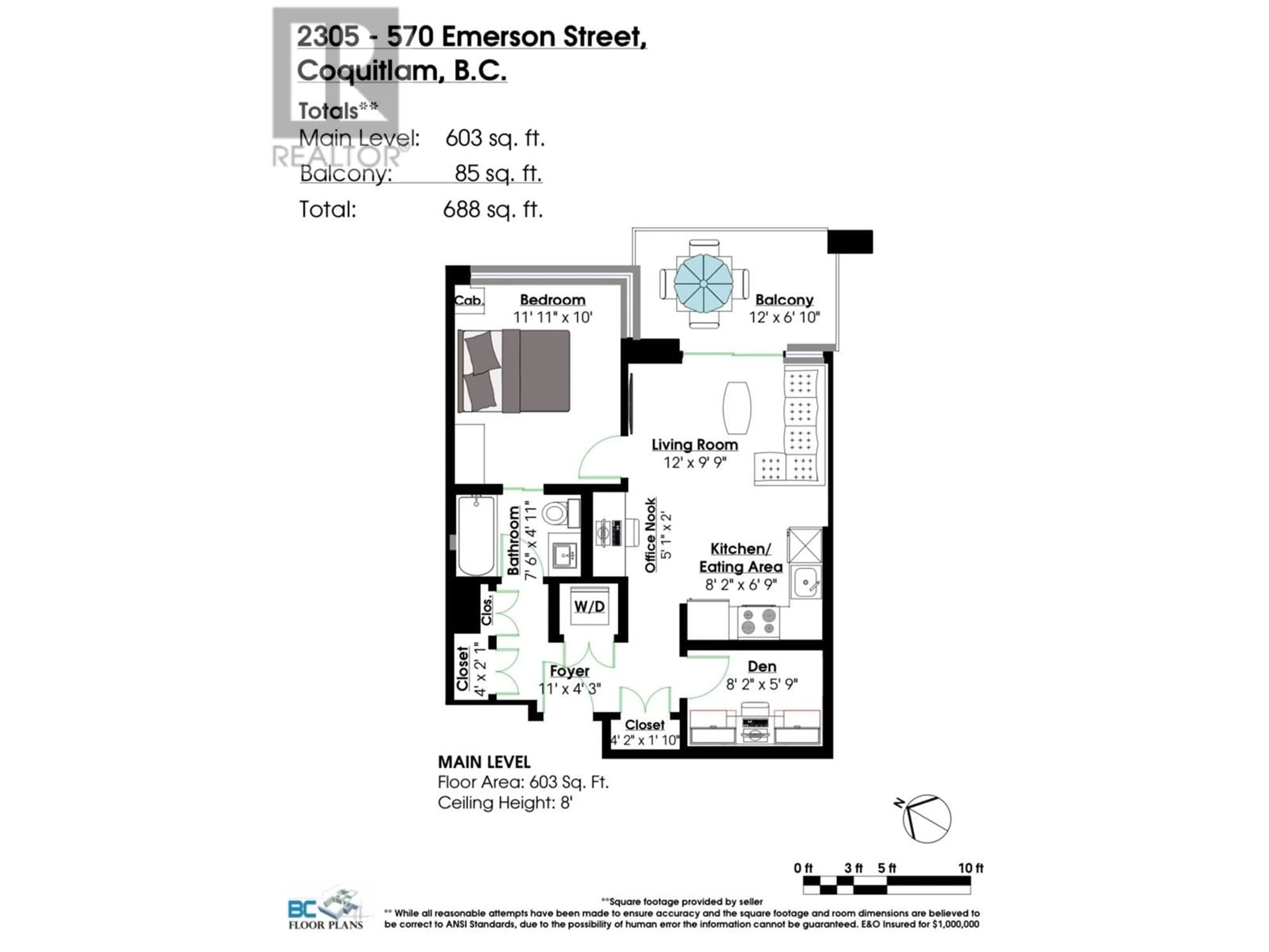 Floor plan for 2305 570 EMERSON STREET, Coquitlam British Columbia V3J0G3