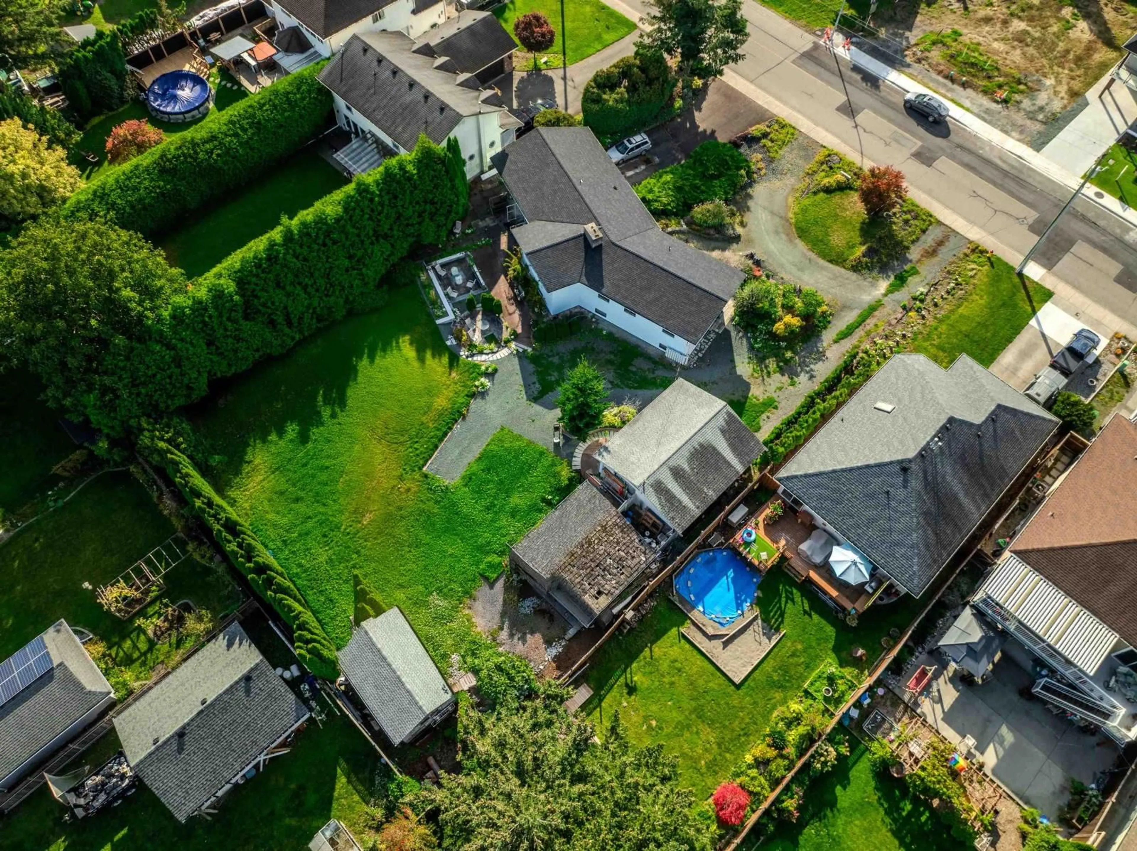 Frontside or backside of a home, the fenced backyard for 5950 CARTER ROAD, Chilliwack British Columbia V2R3J8