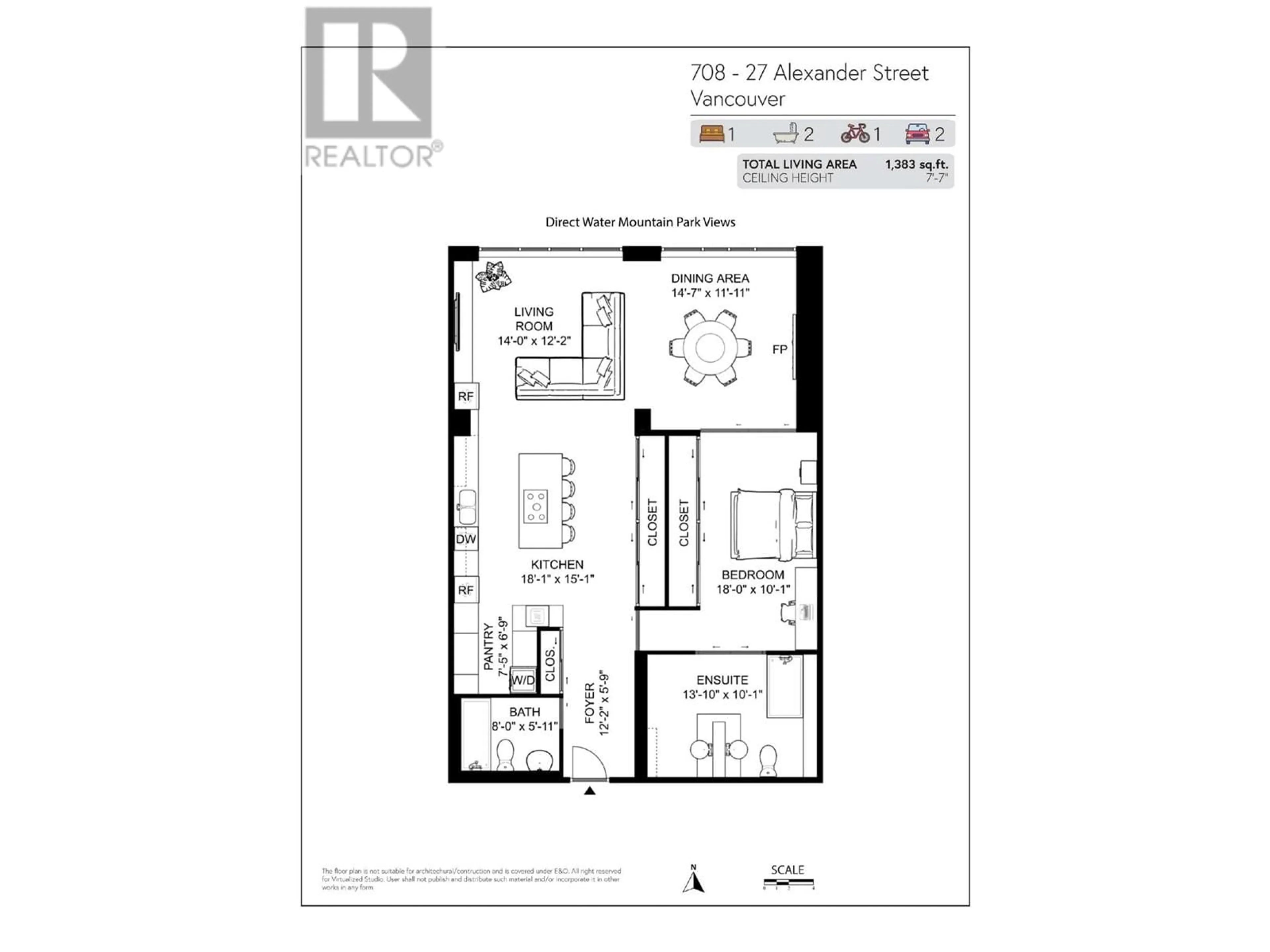 Floor plan for 708 27 ALEXANDER STREET, Vancouver British Columbia V6A1B2