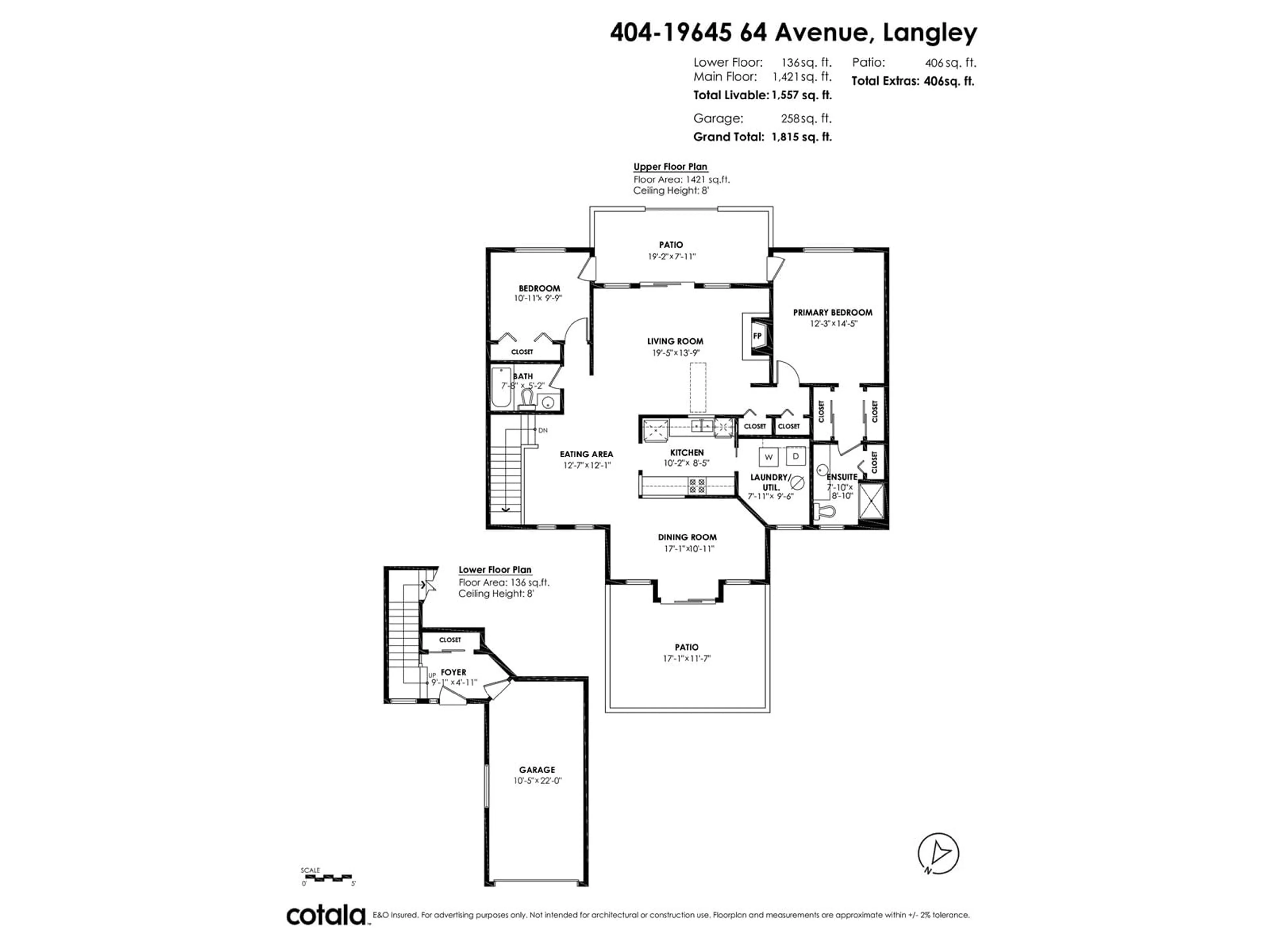 Floor plan for 404 19645 64 AVENUE, Langley British Columbia V2Y1L2