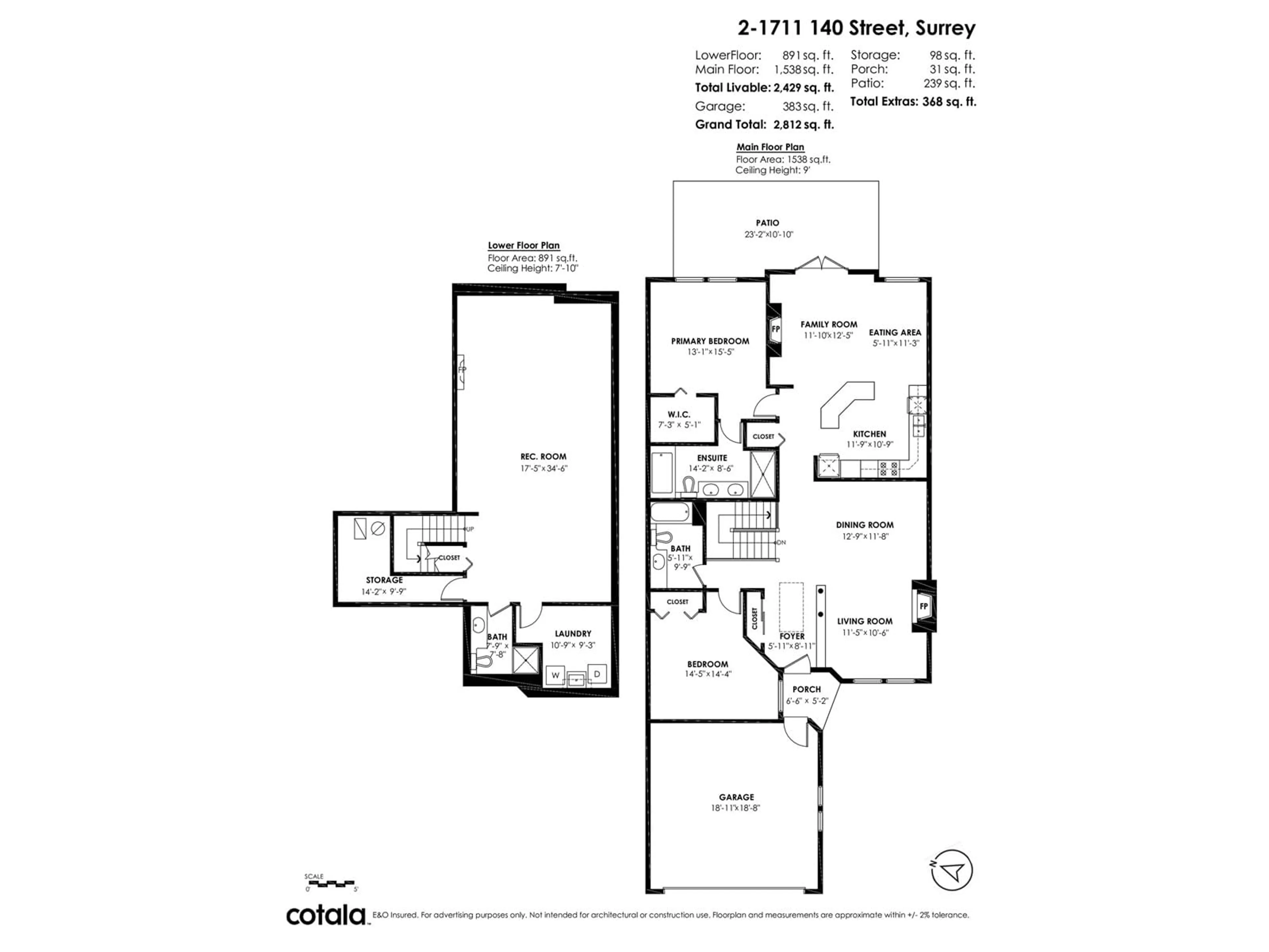 Floor plan for 2 1711 140 STREET, Surrey British Columbia V4A4H1