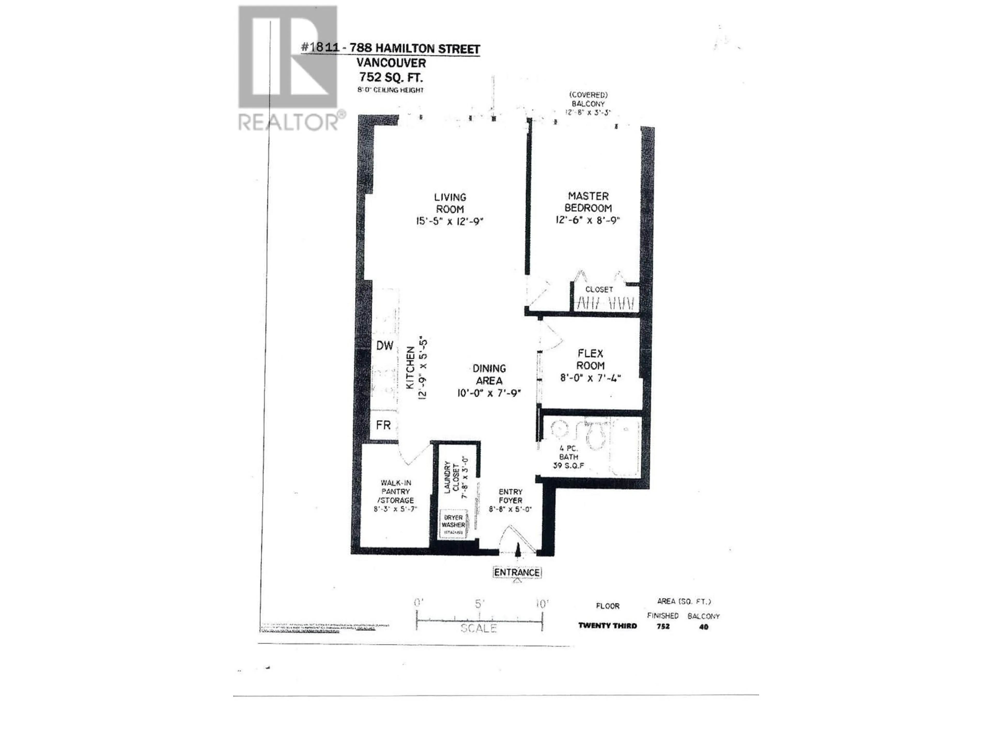 Floor plan for 1811 788 HAMILTON STREET, Vancouver British Columbia V6B0E9