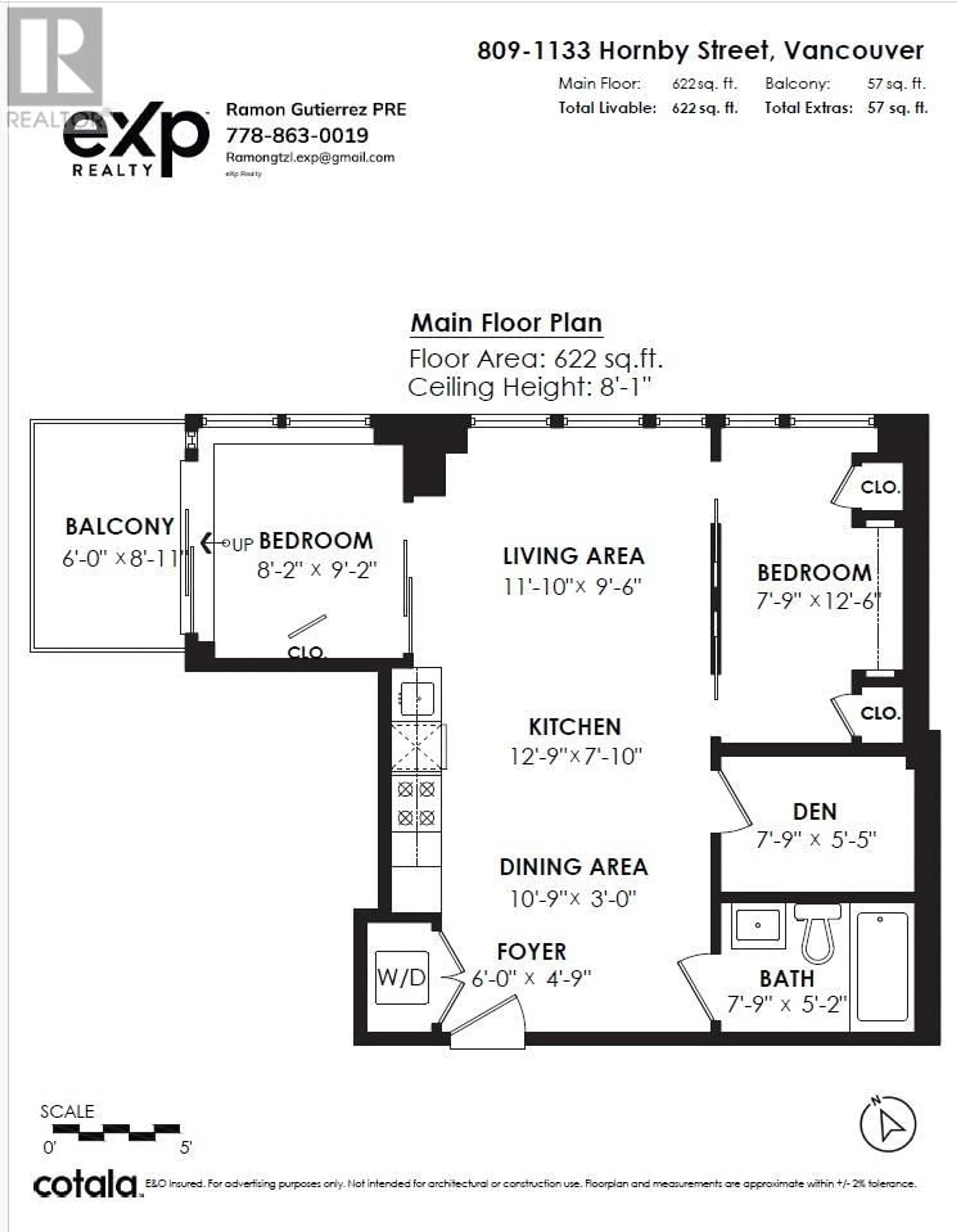 Floor plan for 809 1133 HORNBY STREET, Vancouver British Columbia V6Z1W1