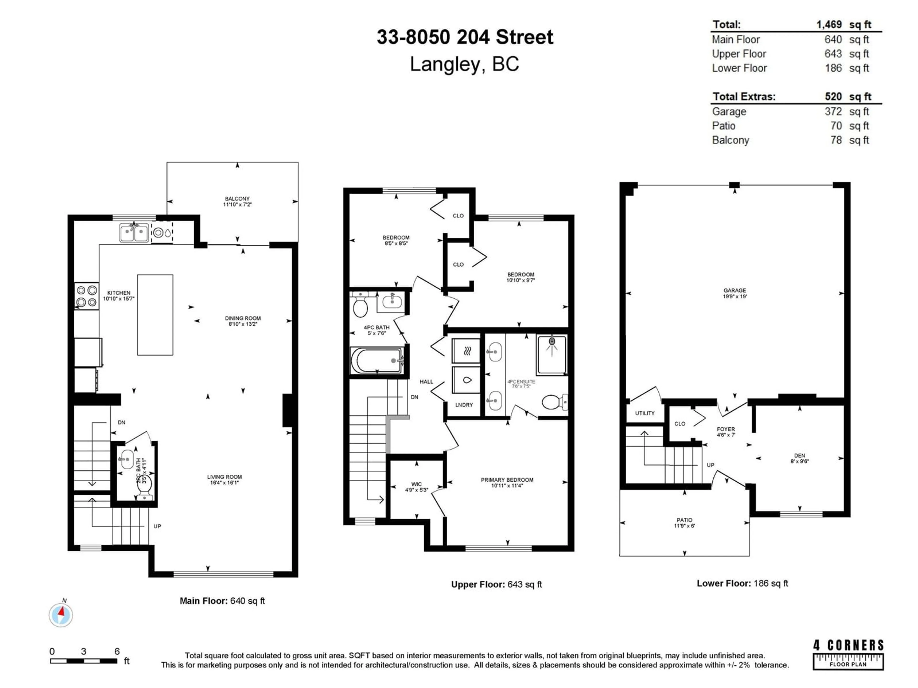 Floor plan for 33 8050 204 STREET, Langley British Columbia V2Y0X1