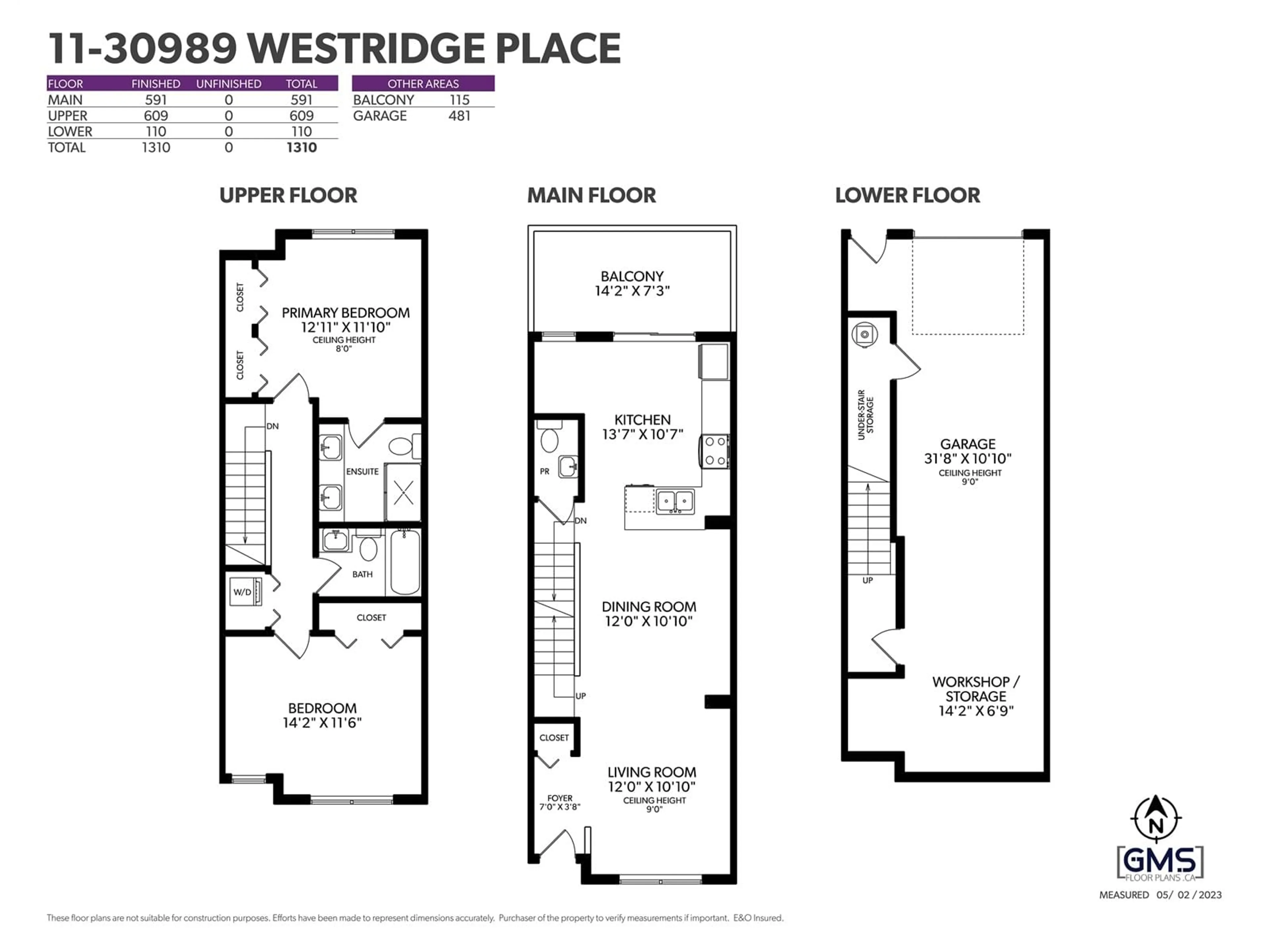 Floor plan for 11 30989 WESTRIDGE PLACE, Abbotsford British Columbia V2T0E7