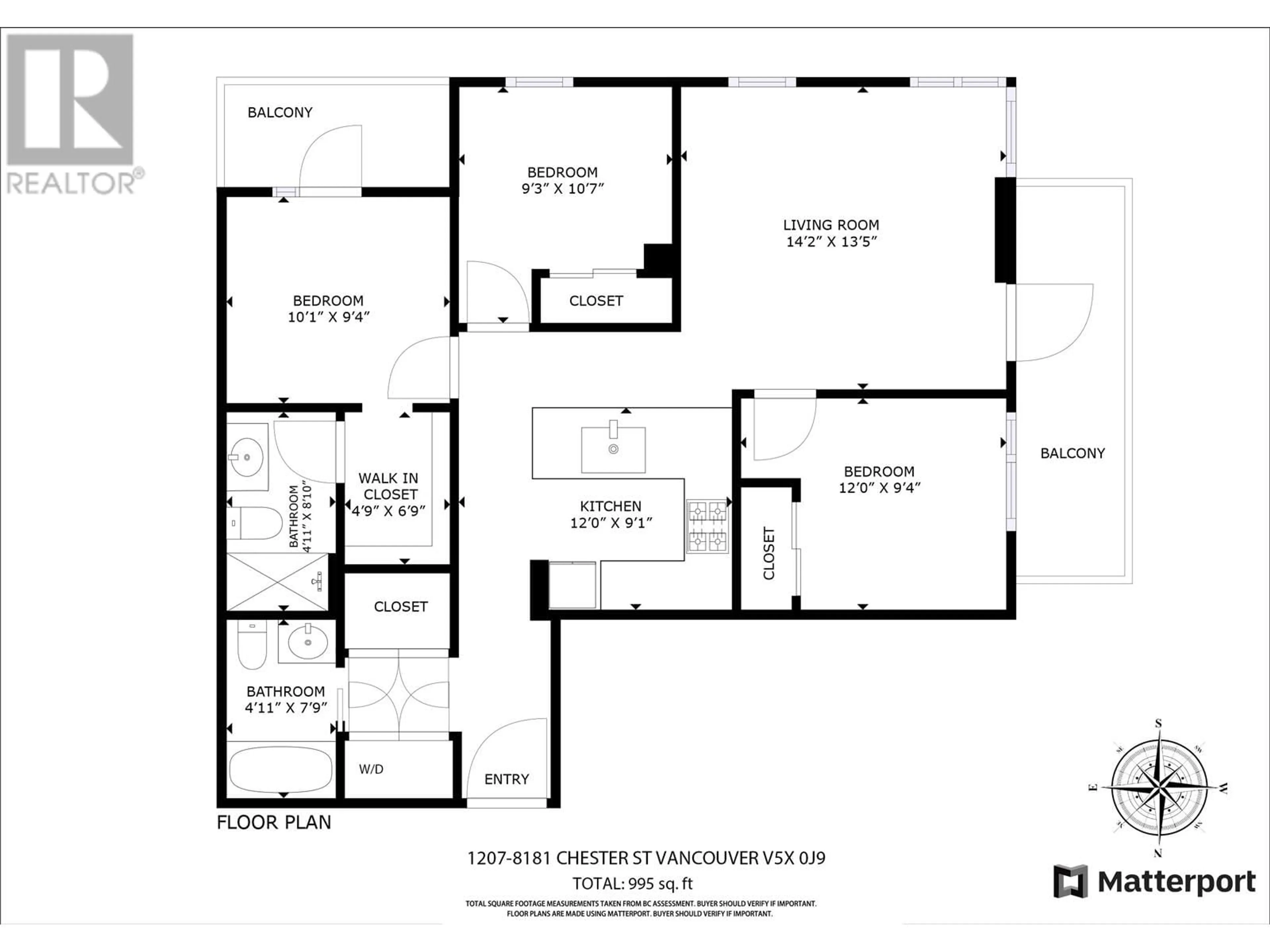 Floor plan for 1207 8181 CHESTER STREET, Vancouver British Columbia V5X0J9