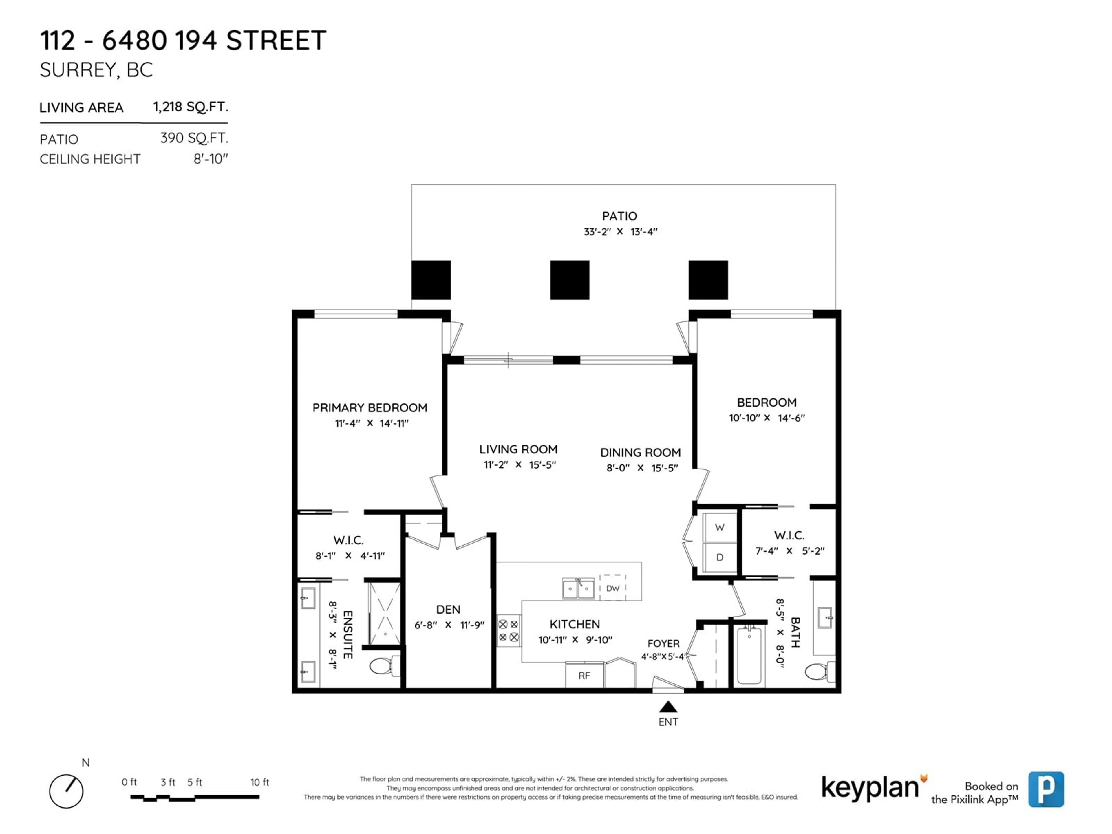 Floor plan for 112 6480 194 STREET, Surrey British Columbia V4N6J9