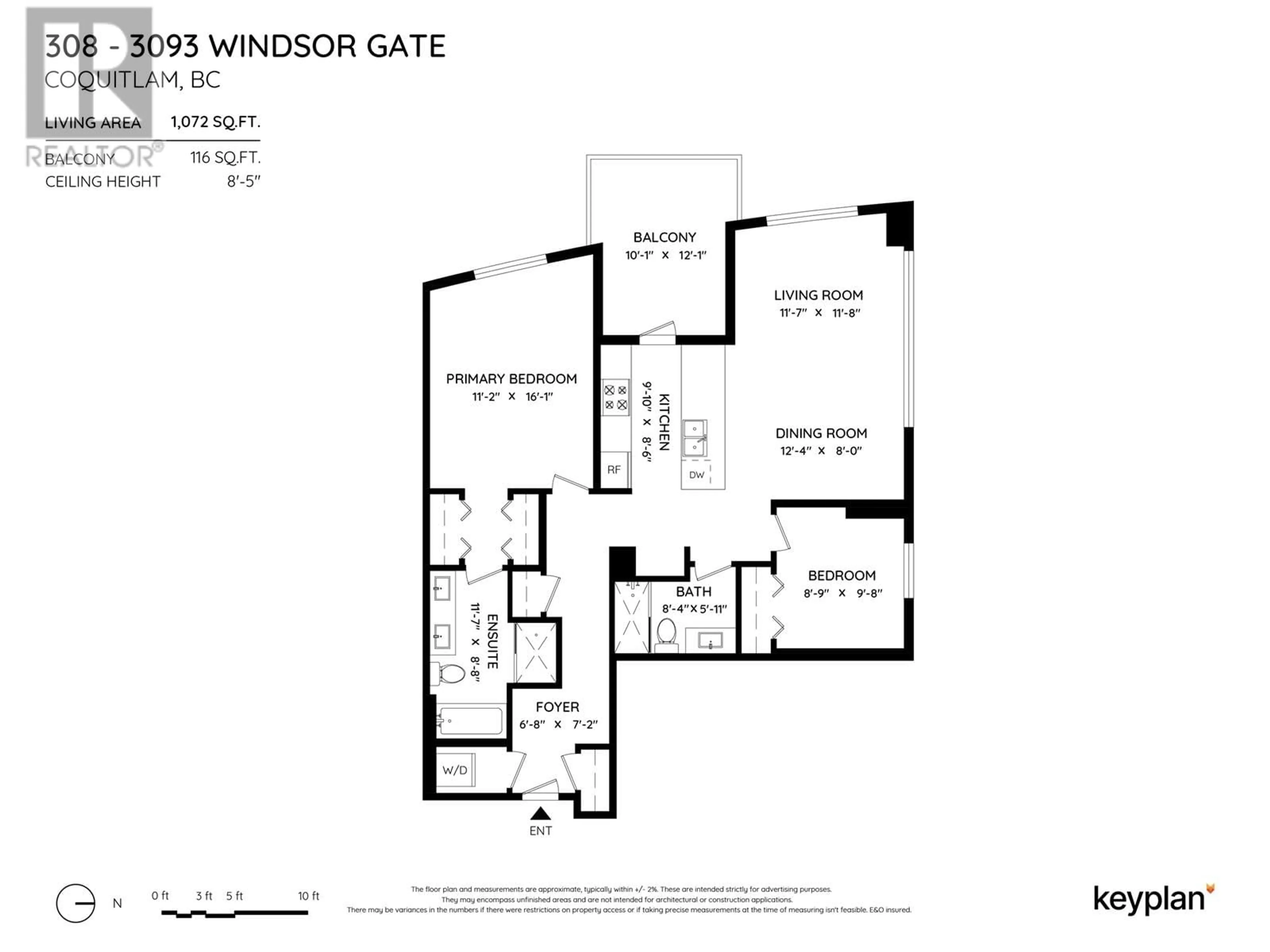 Floor plan for 308 3093 WINDSOR GATE, Coquitlam British Columbia V3B0N2