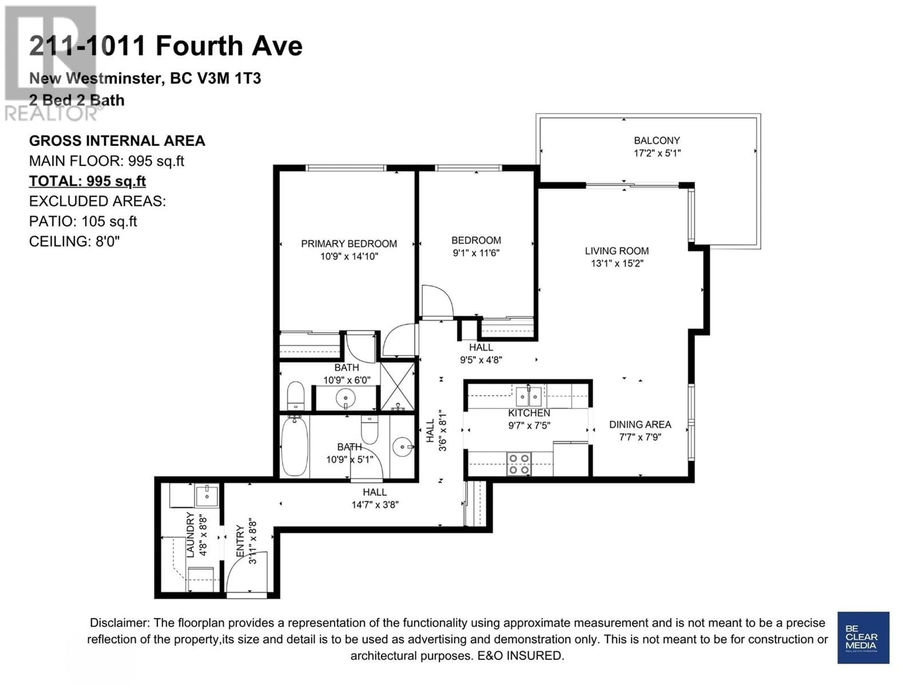 Floor plan for 211 1011 FOURTH AVENUE, New Westminster British Columbia V3M1T3