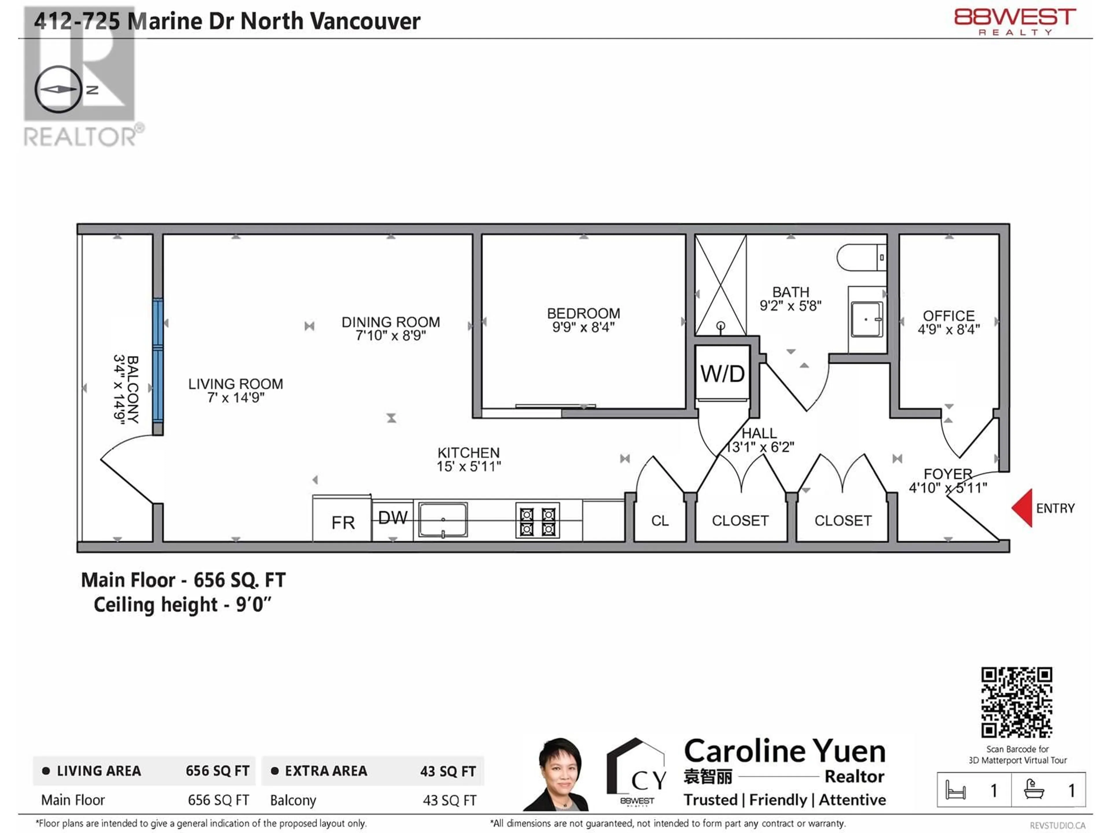 Floor plan for 412 725 MARINE DRIVE, North Vancouver British Columbia V7M0G2