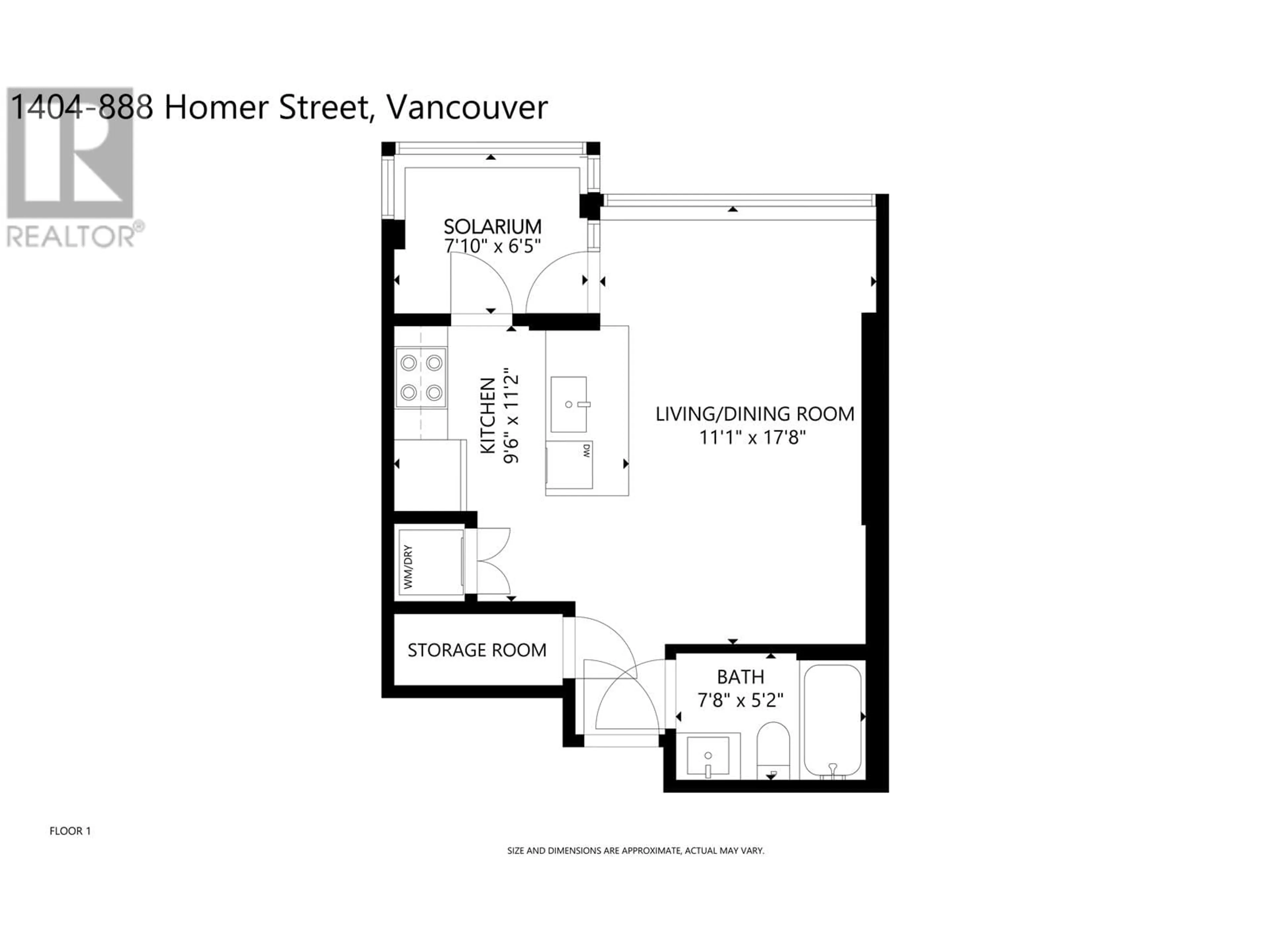 Floor plan for 1404 888 HOMER STREET, Vancouver British Columbia V6B0H7