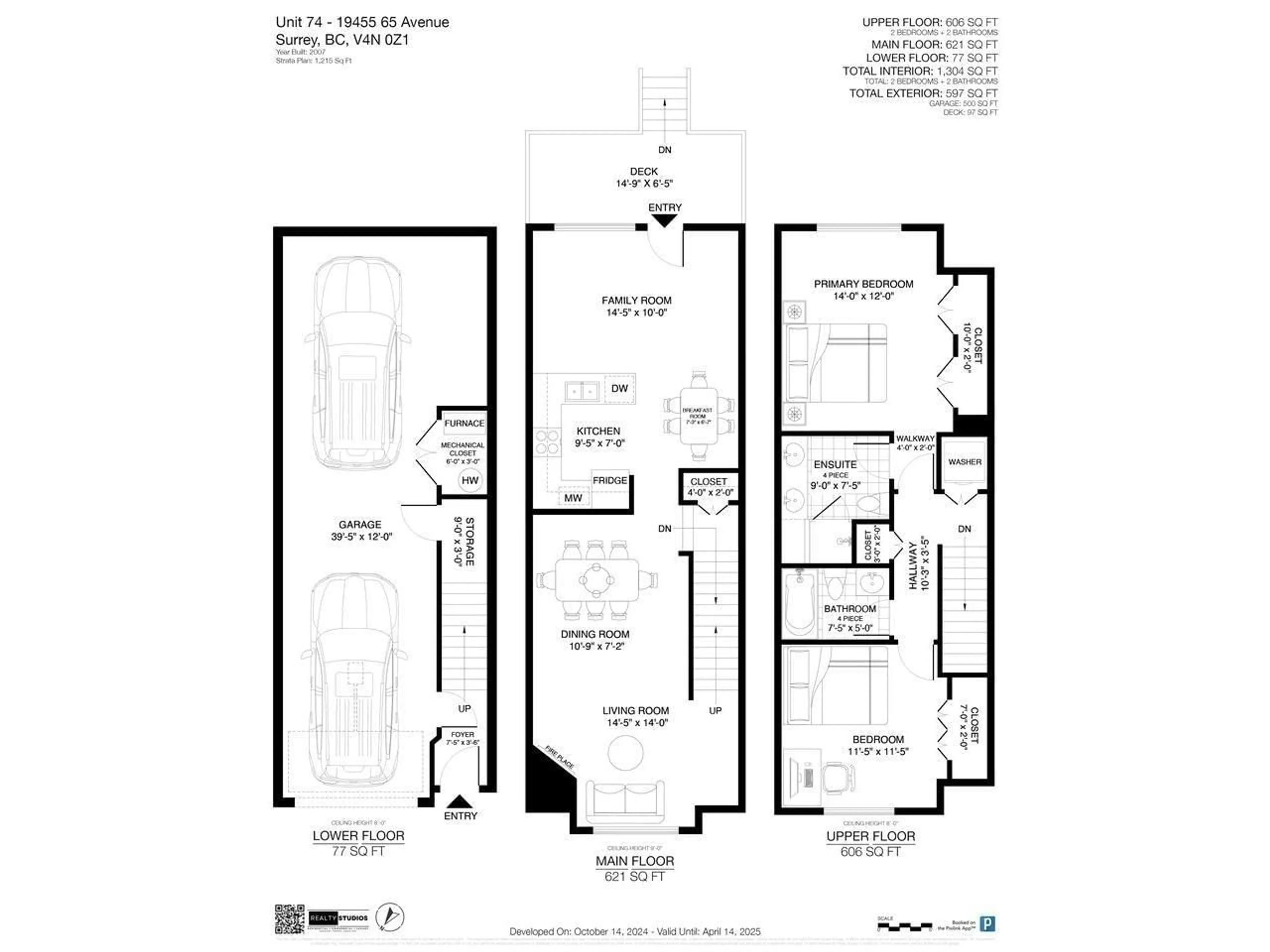 Floor plan for 74 19455 65 AVENUE, Surrey British Columbia V4N0Z1