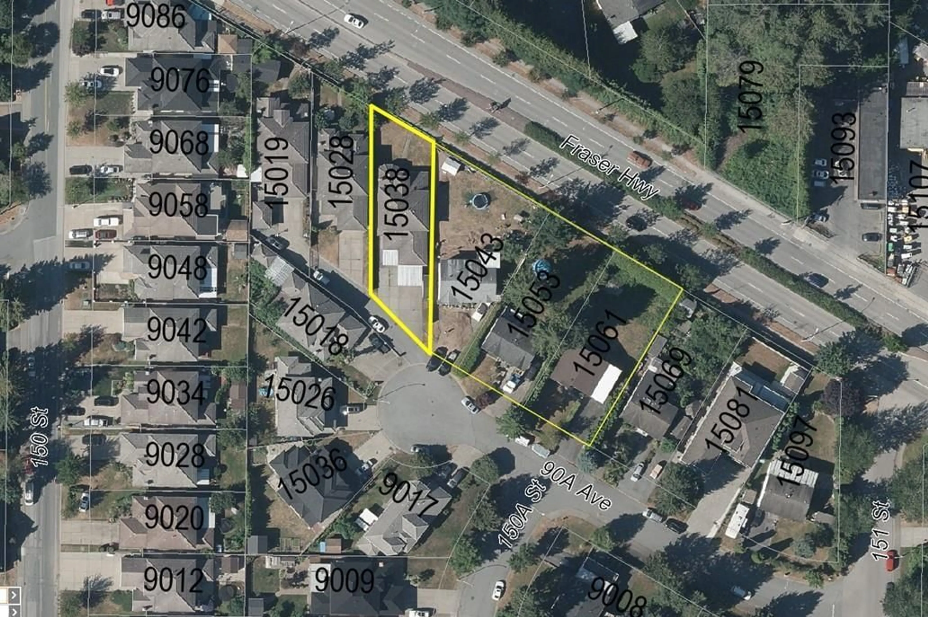 A pic from outside/outdoor area/front of a property/back of a property/a pic from drone, street for 15038 FRASER HIGHWAY, Surrey British Columbia V3R0X8