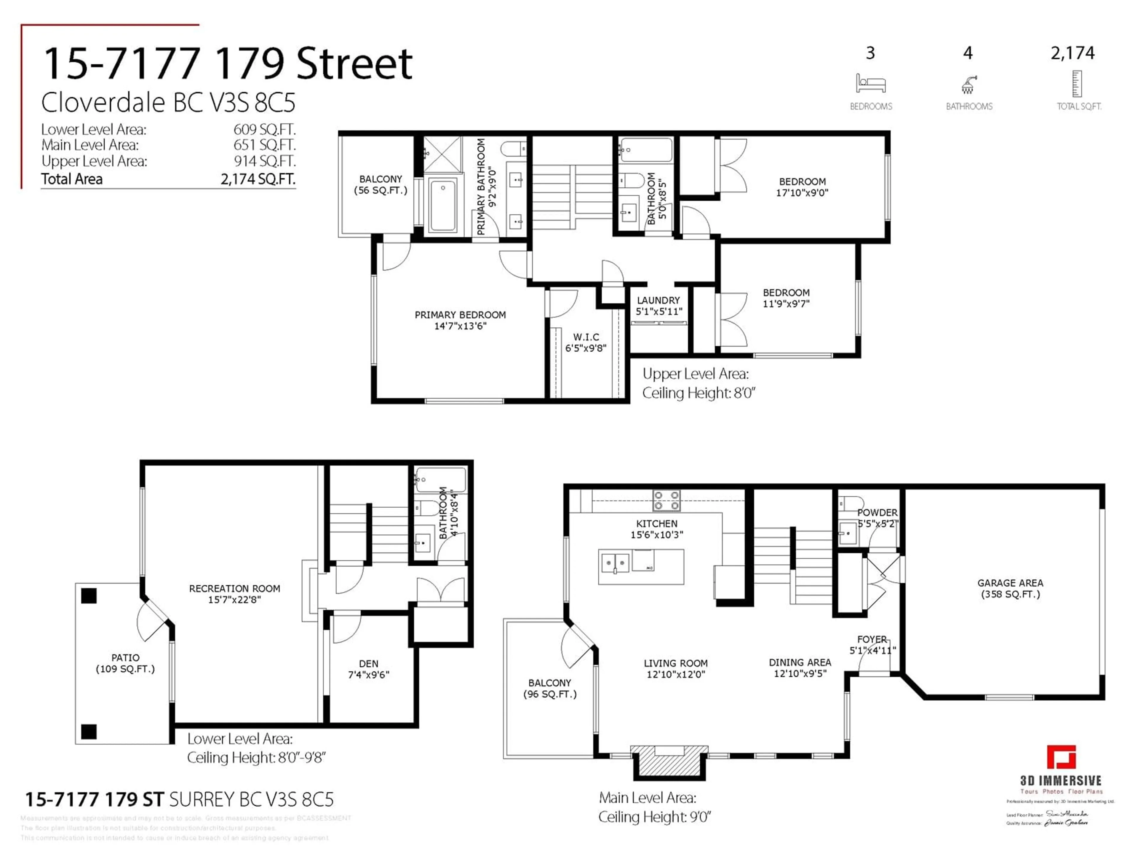 Floor plan for 15 7177 179 STREET, Surrey British Columbia V3S8C5