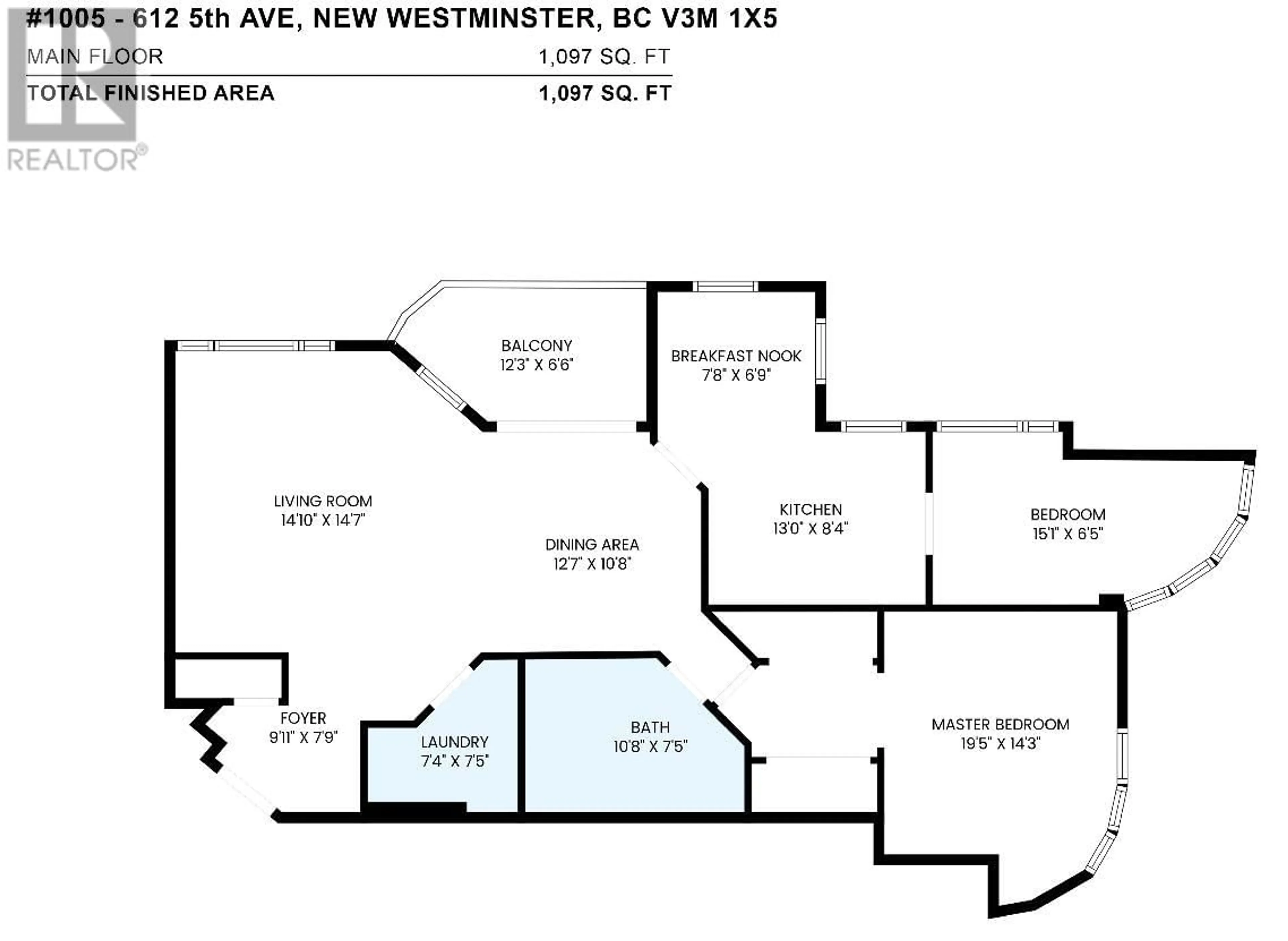 Floor plan for 1005 612 FIFTH AVENUE, New Westminster British Columbia V3M1X5