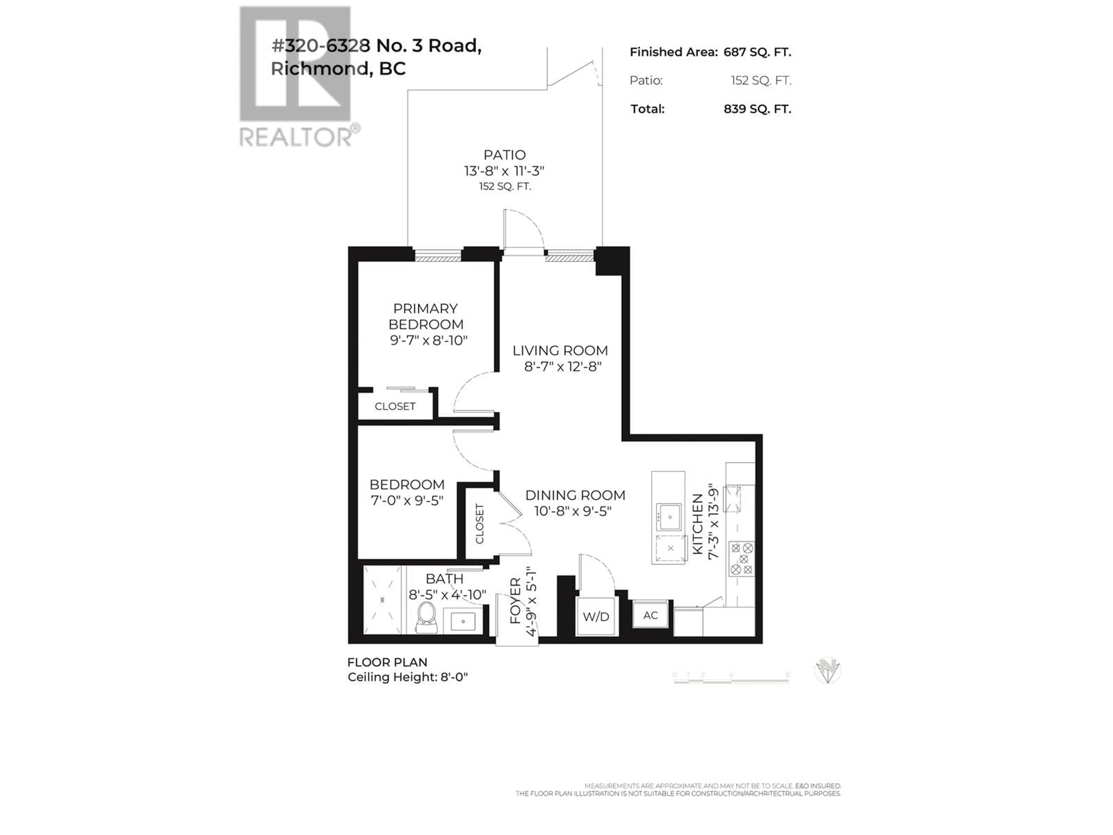 Floor plan for 320 6328 NO. 3 ROAD, Richmond British Columbia V6Y0L6