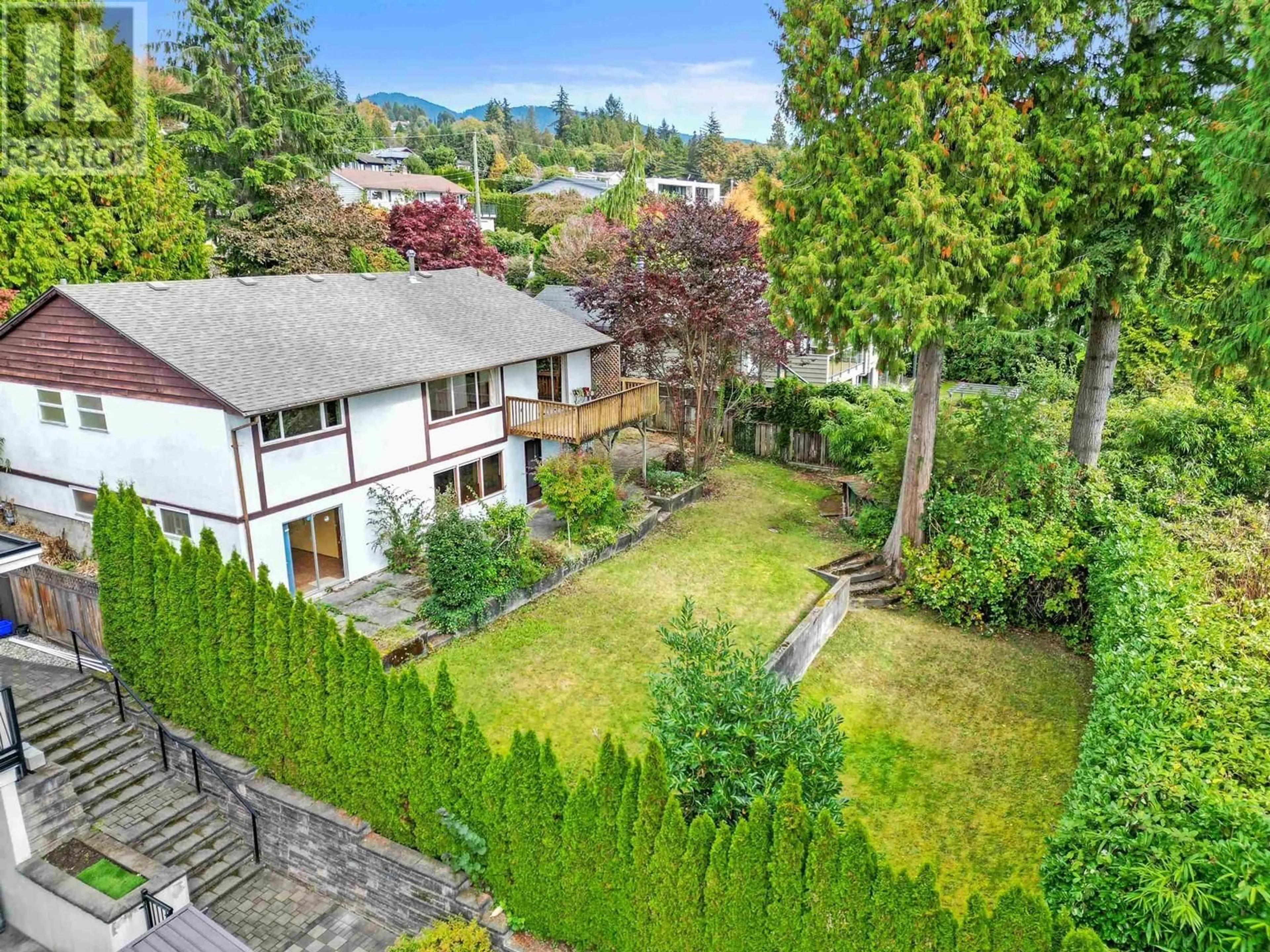 Frontside or backside of a home, the fenced backyard for 1880 PALMERSTON AVENUE, West Vancouver British Columbia V7V2V5