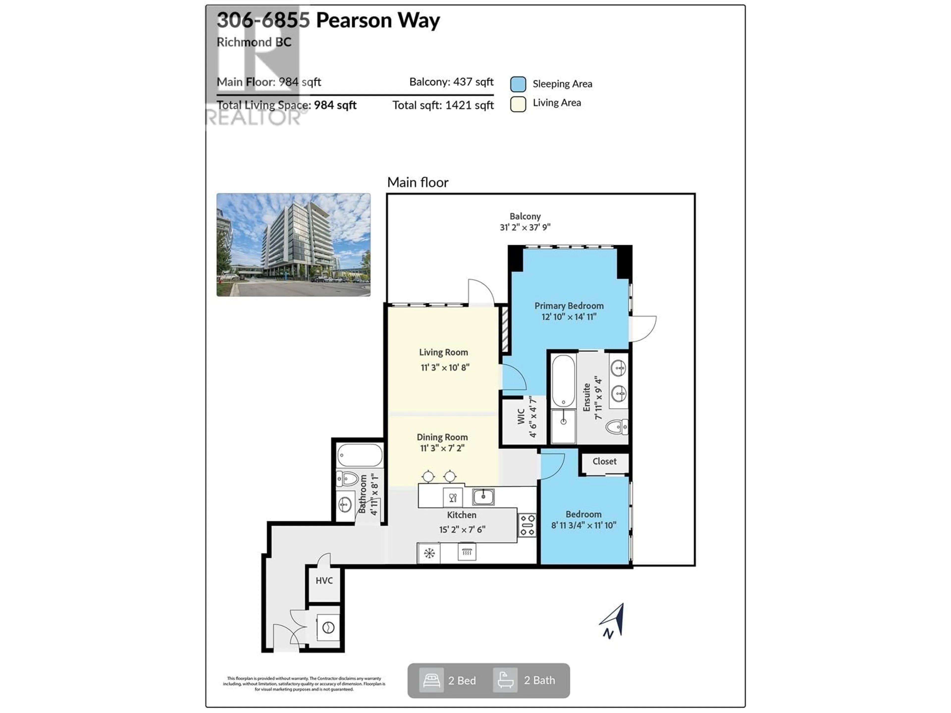 Floor plan for 306 6855 PEARSON WAY, Richmond British Columbia V7C0E9