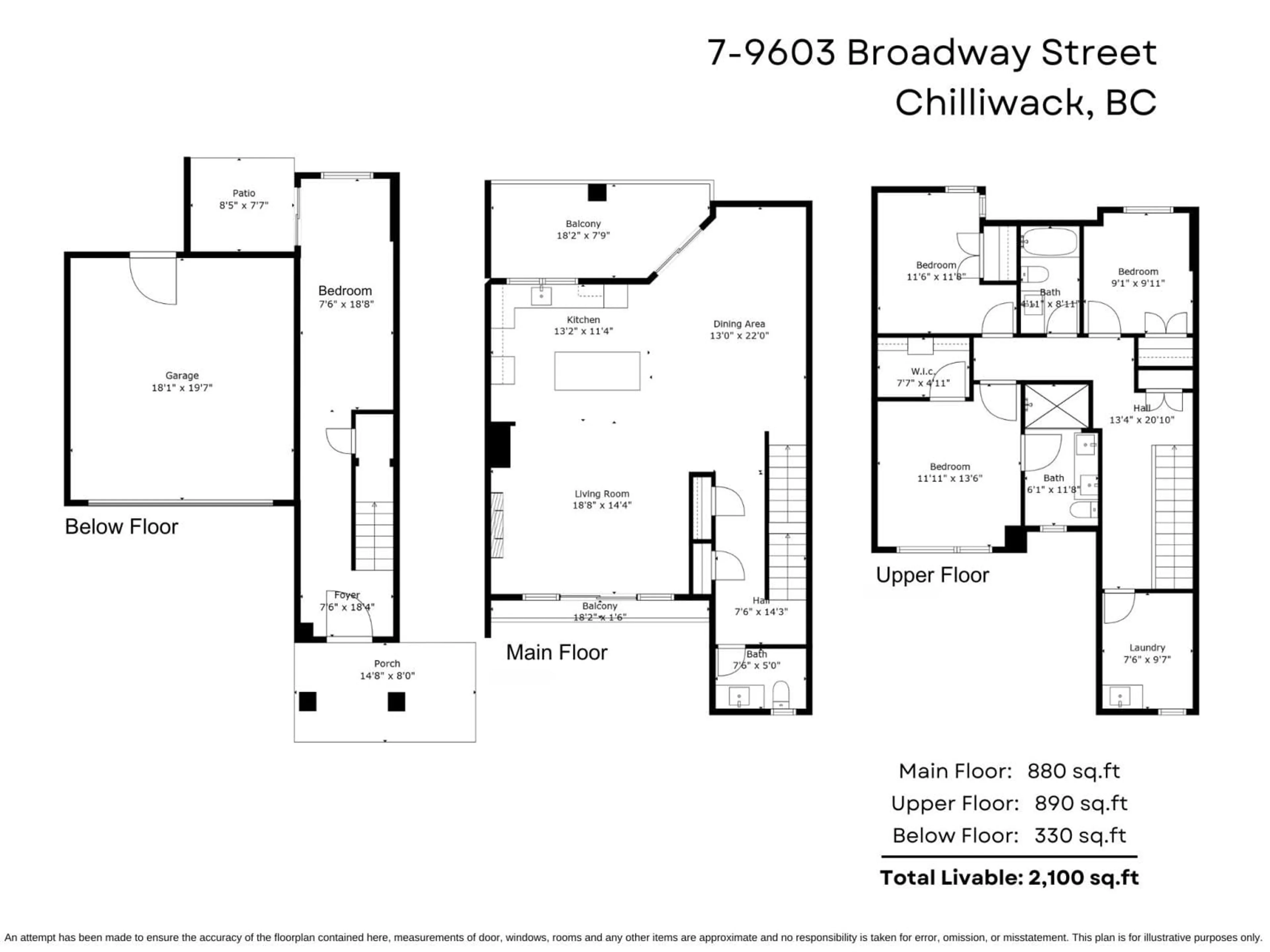 Floor plan for 7 9603 BROADWAY STREET, Chilliwack British Columbia V2P5T7