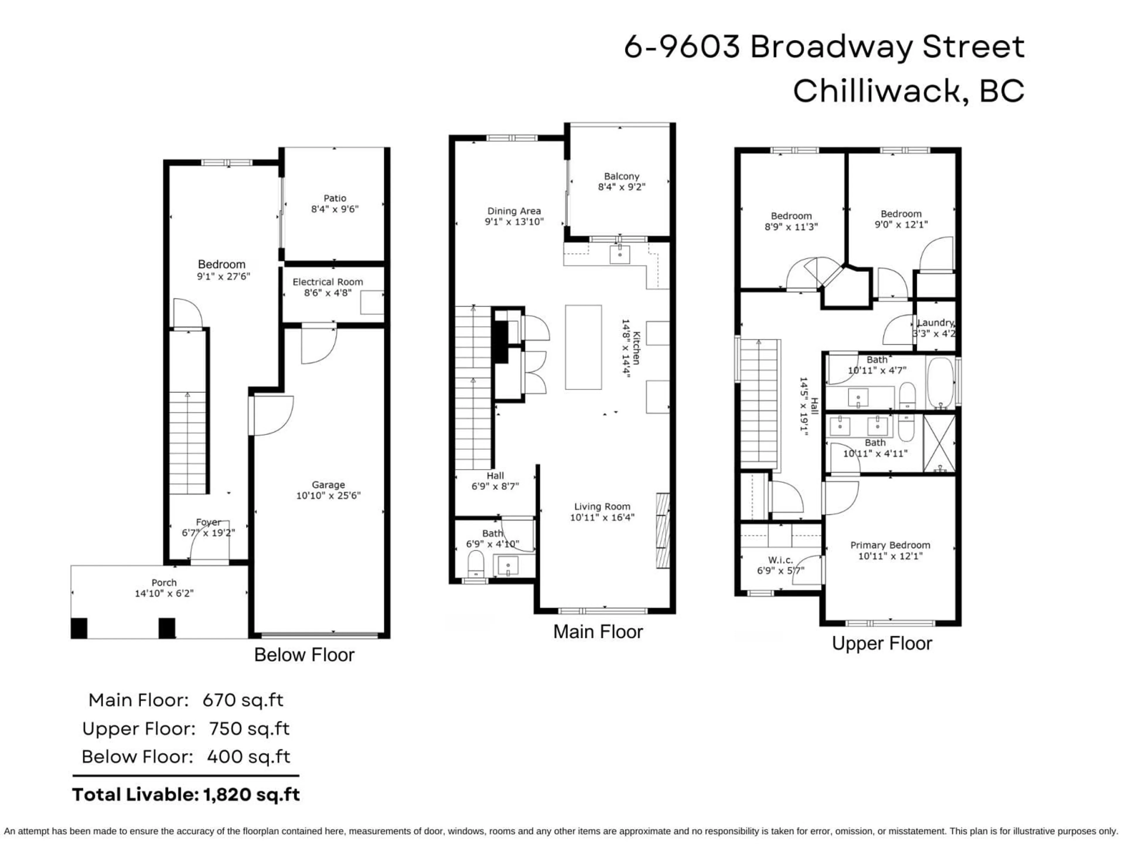 Floor plan for 6 9603 BROADWAY STREET, Chilliwack British Columbia V2P5T7