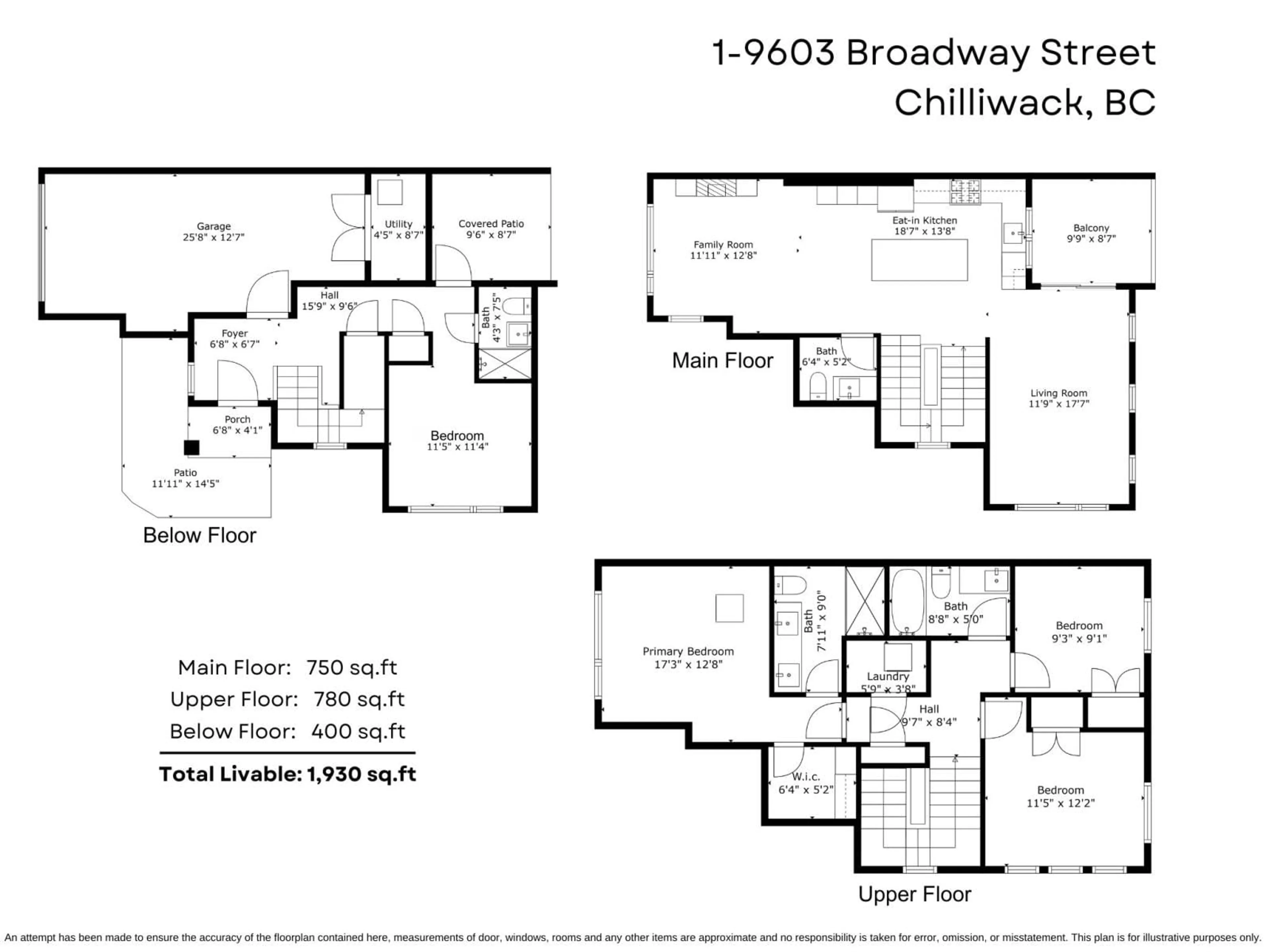 Floor plan for 1 9603 BROADWAY STREET, Chilliwack British Columbia V2P5T7