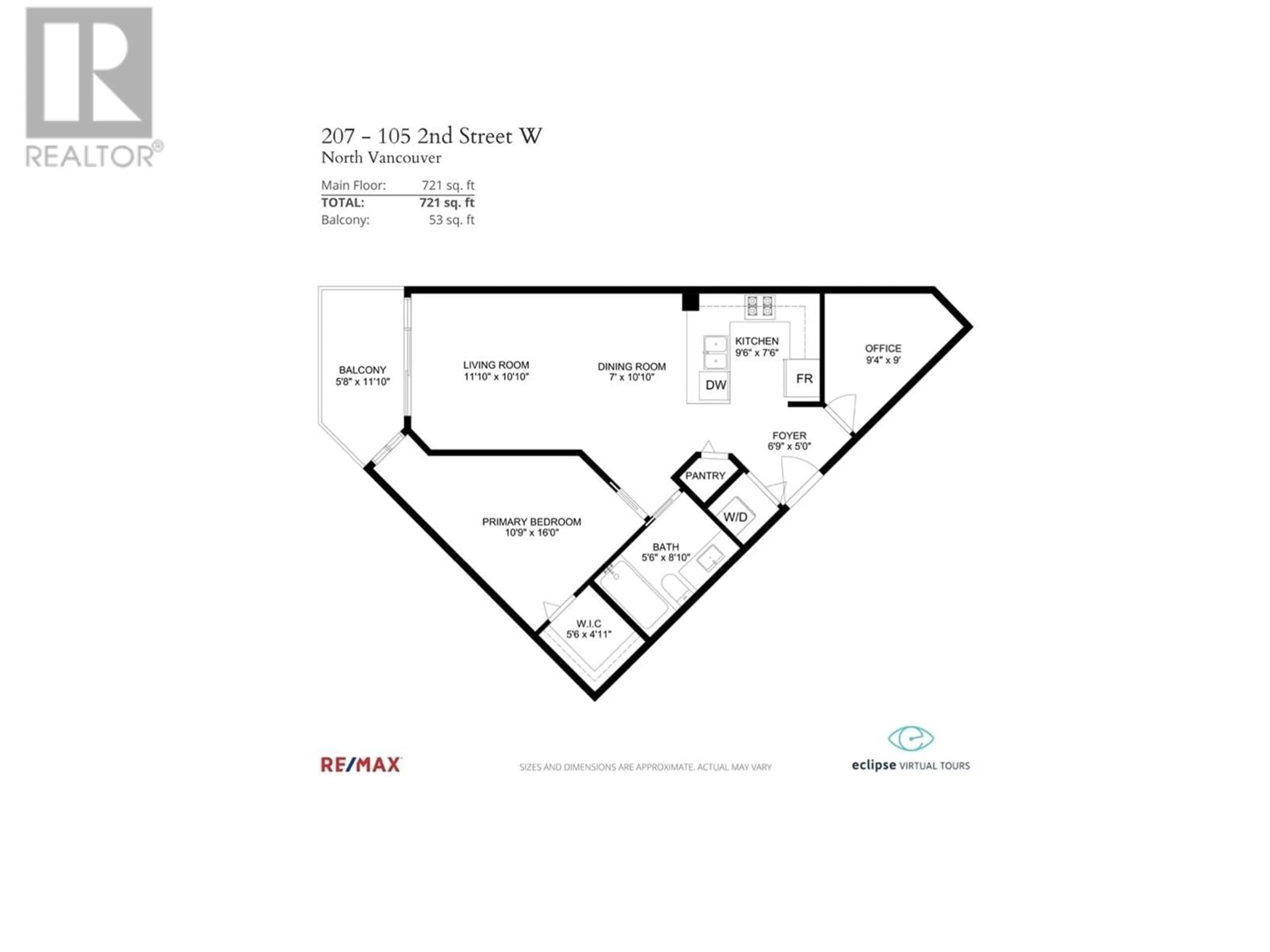 Floor plan for 207 105 W 2ND STREET, North Vancouver British Columbia V7M0E3