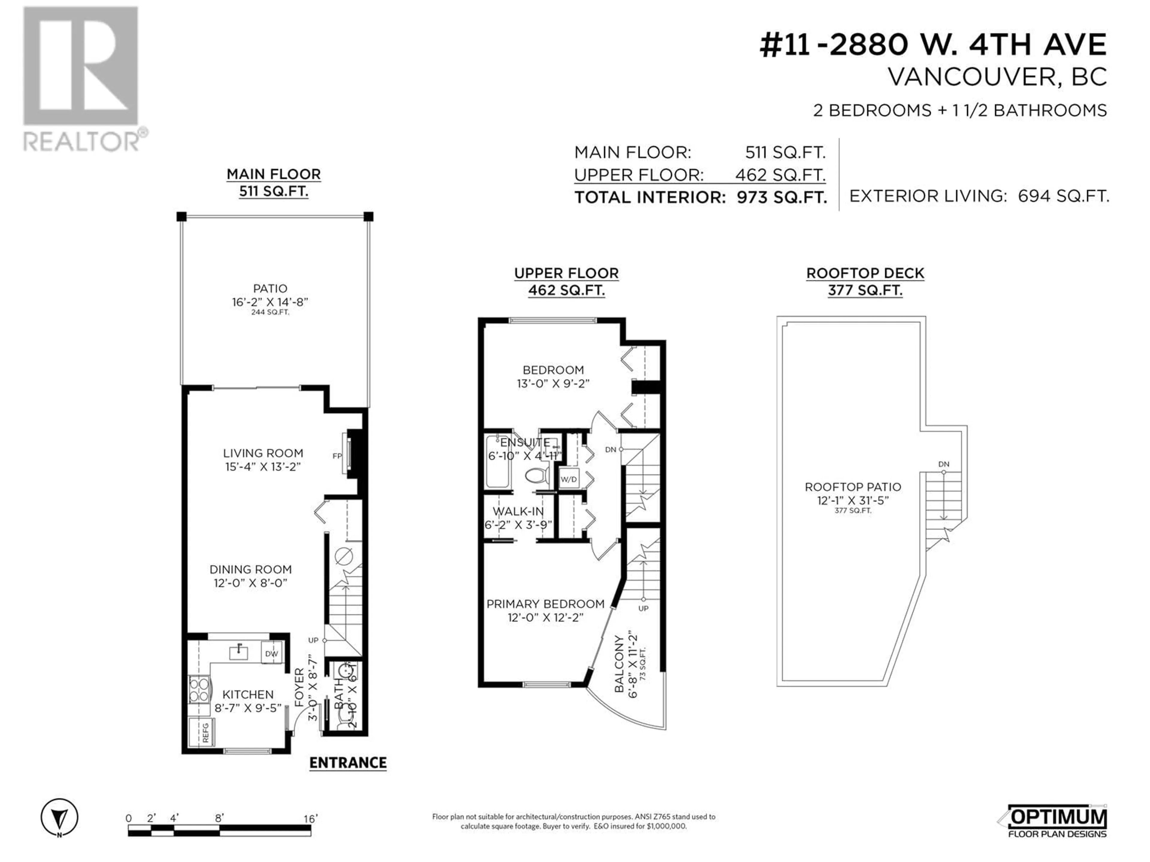 Floor plan for 11 2880 W 4TH AVENUE, Vancouver British Columbia V6K1R2