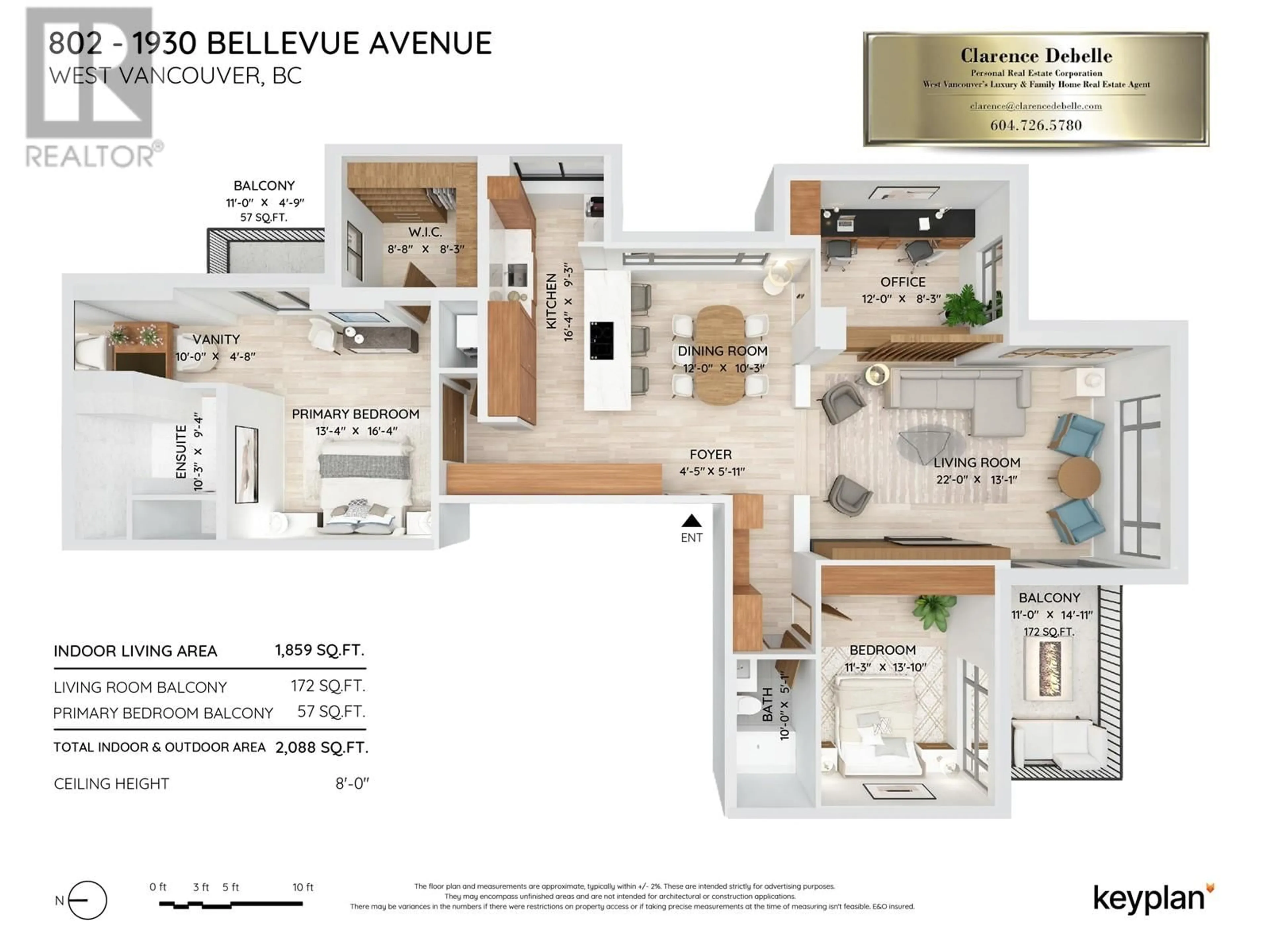 Floor plan for 802 1930 BELLEVUE AVENUE, West Vancouver British Columbia V7V1B5