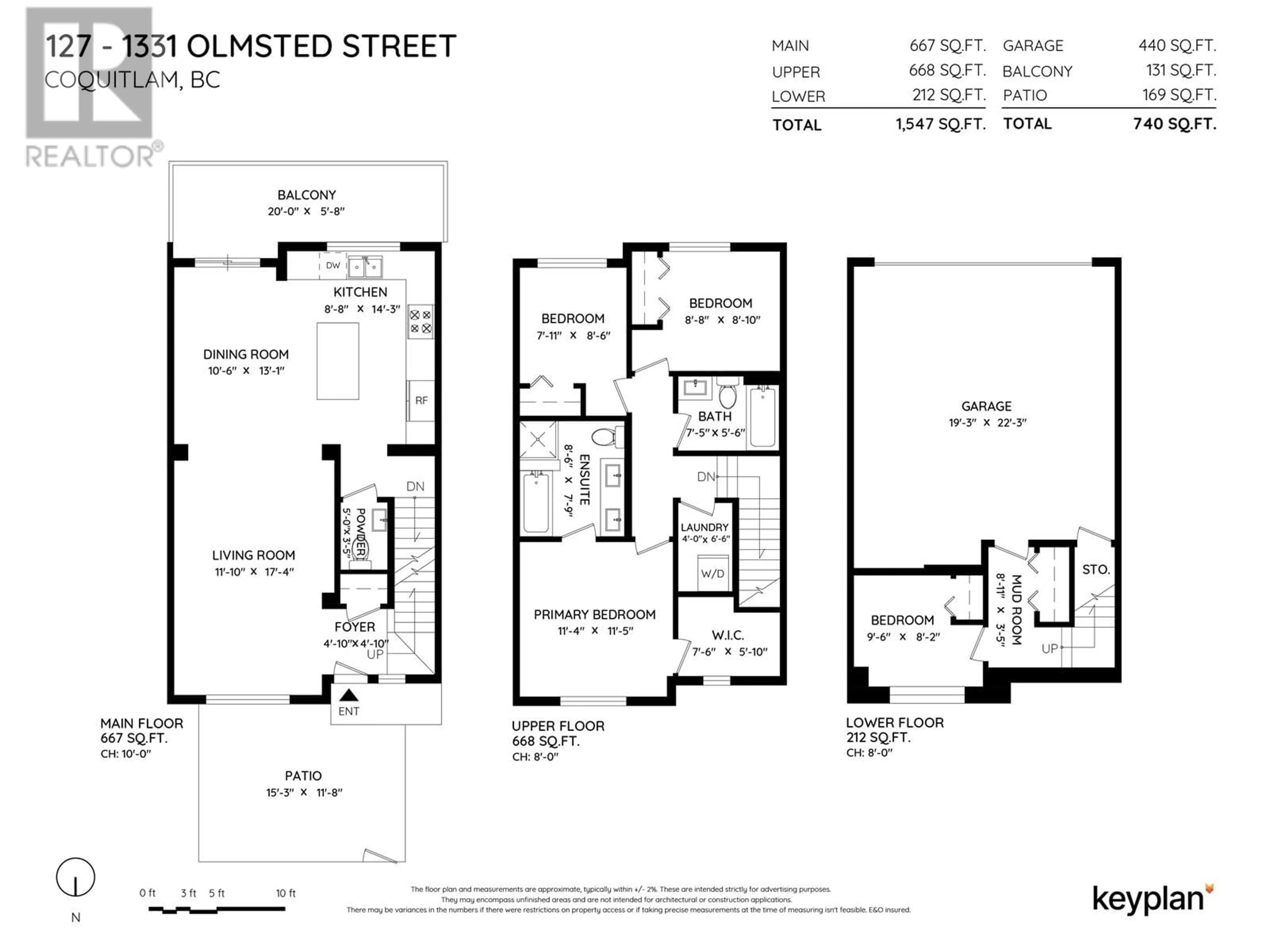 Floor plan for 127 1331 OLMSTED STREET, Coquitlam British Columbia V3E0T3