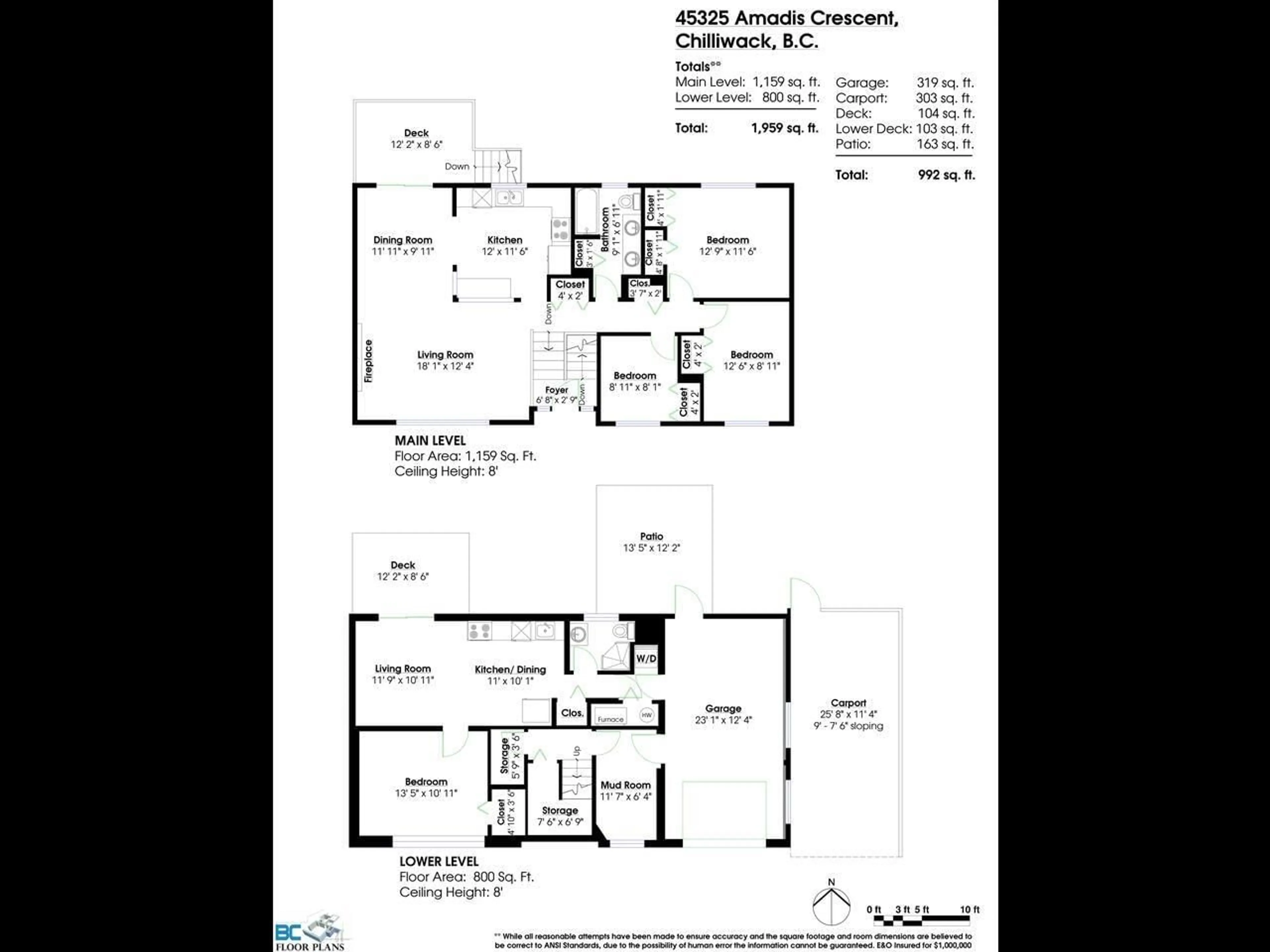 Floor plan for 45325 AMADIS CRESCENT, Chilliwack British Columbia V2P1V8