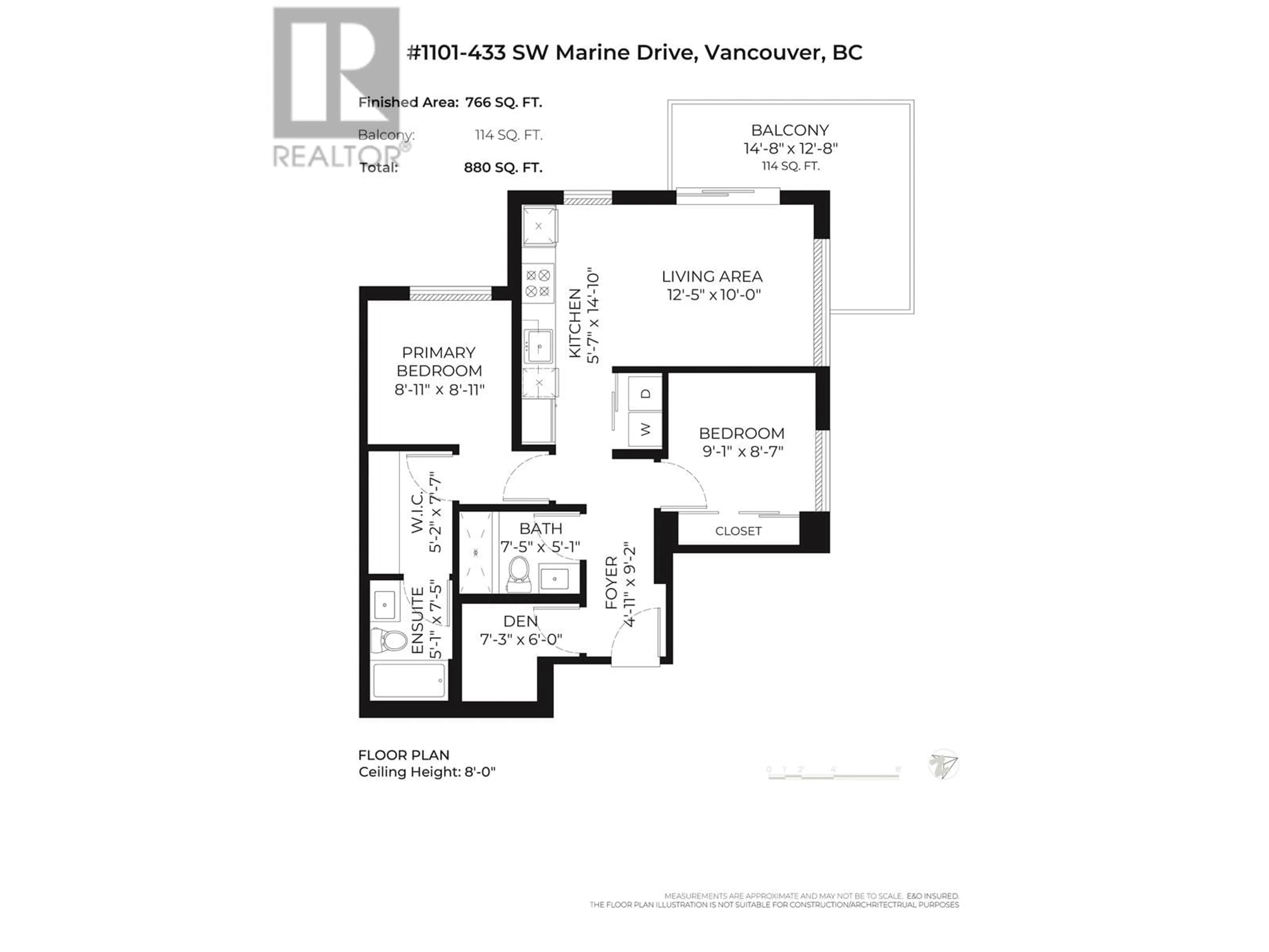 Floor plan for 1101 433 SW MARINE DRIVE, Vancouver British Columbia V5X0H5