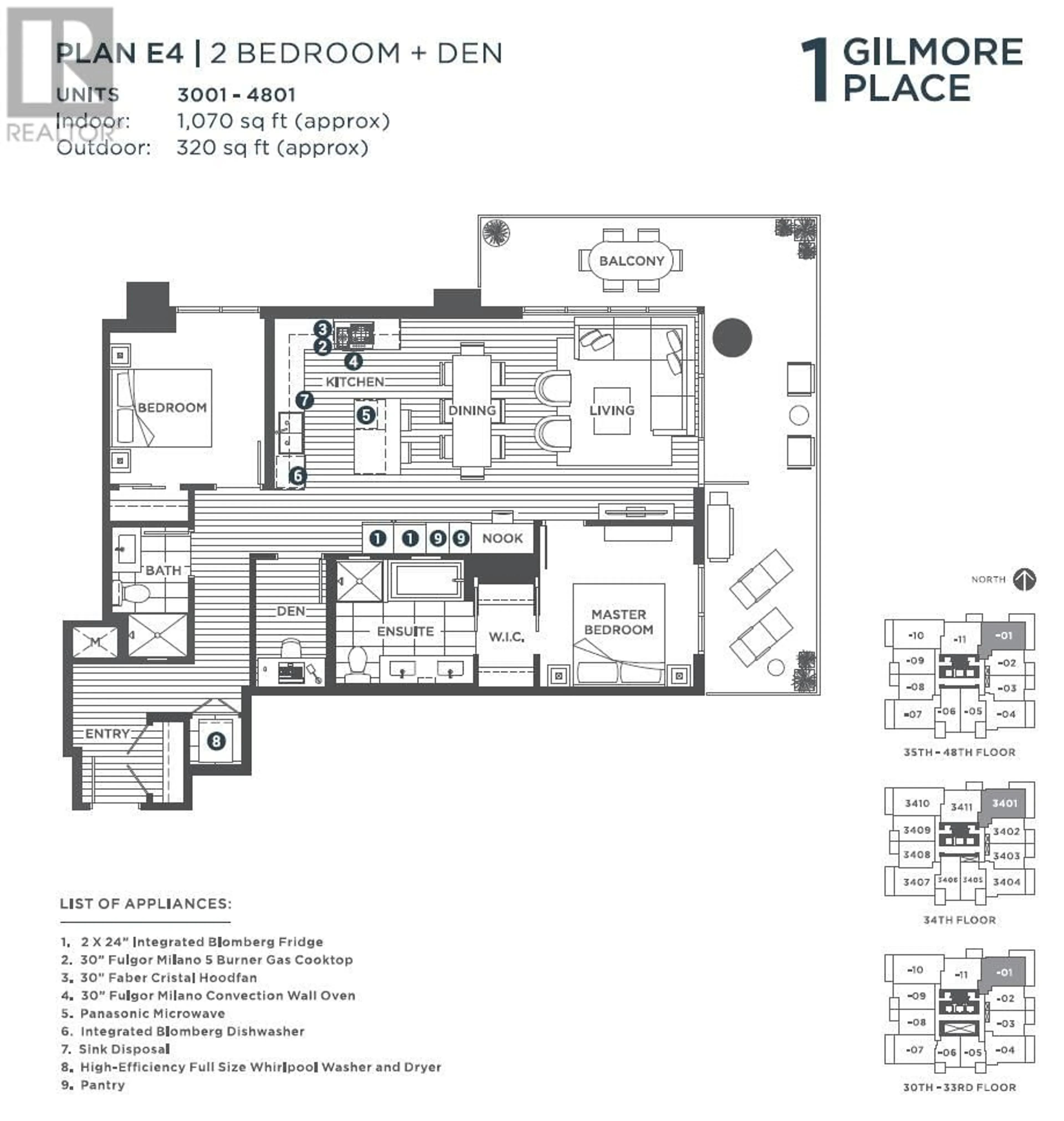 Floor plan for 3601 2186 GILMORE AVENUE, Burnaby British Columbia V5C0N7