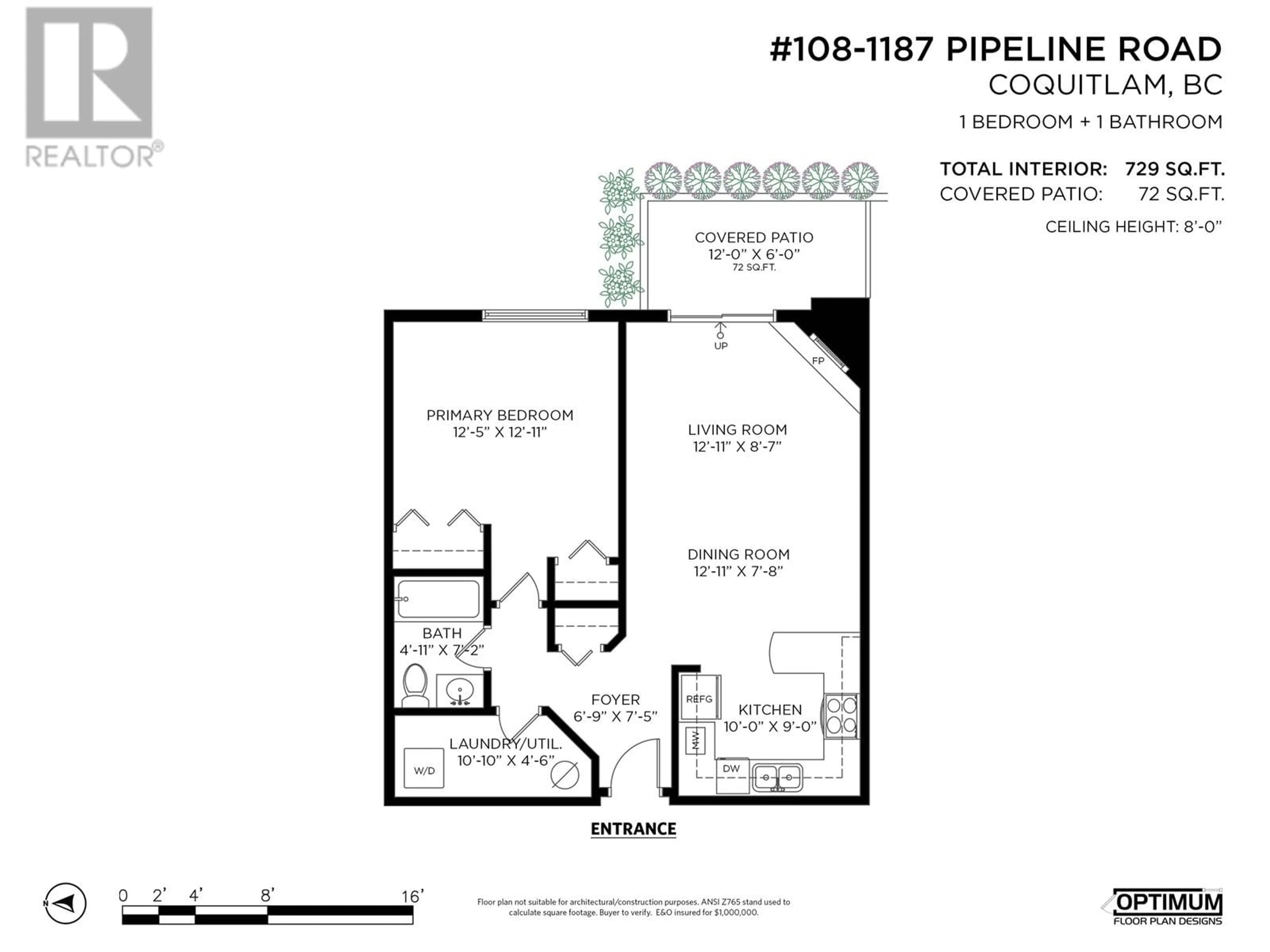 Floor plan for 108 1187 PIPELINE ROAD, Coquitlam British Columbia V3B4R9