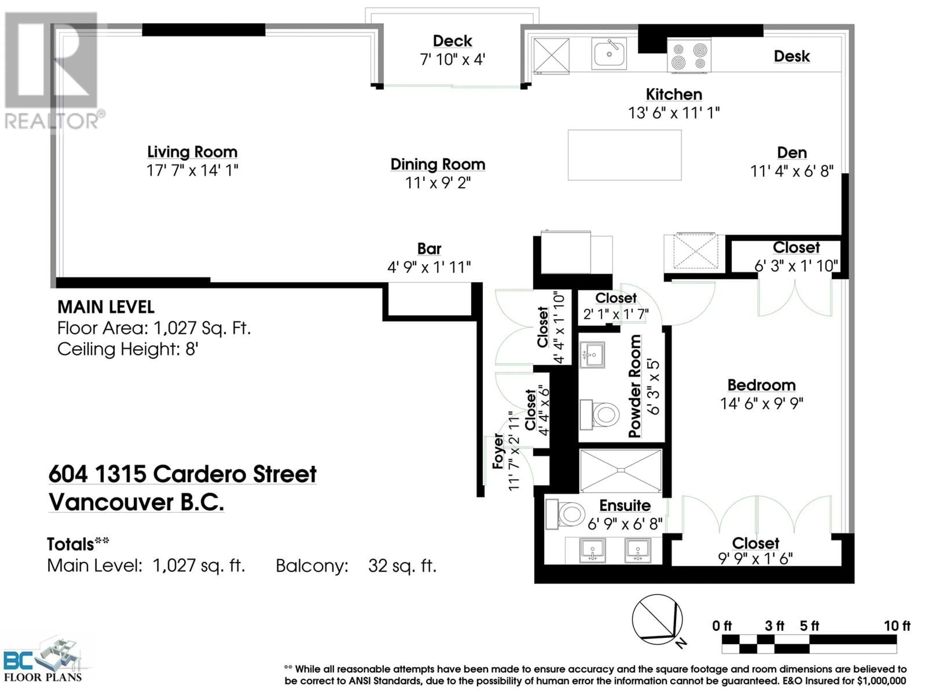 Floor plan for 604 1315 CARDERO STREET, Vancouver British Columbia V6G2J2