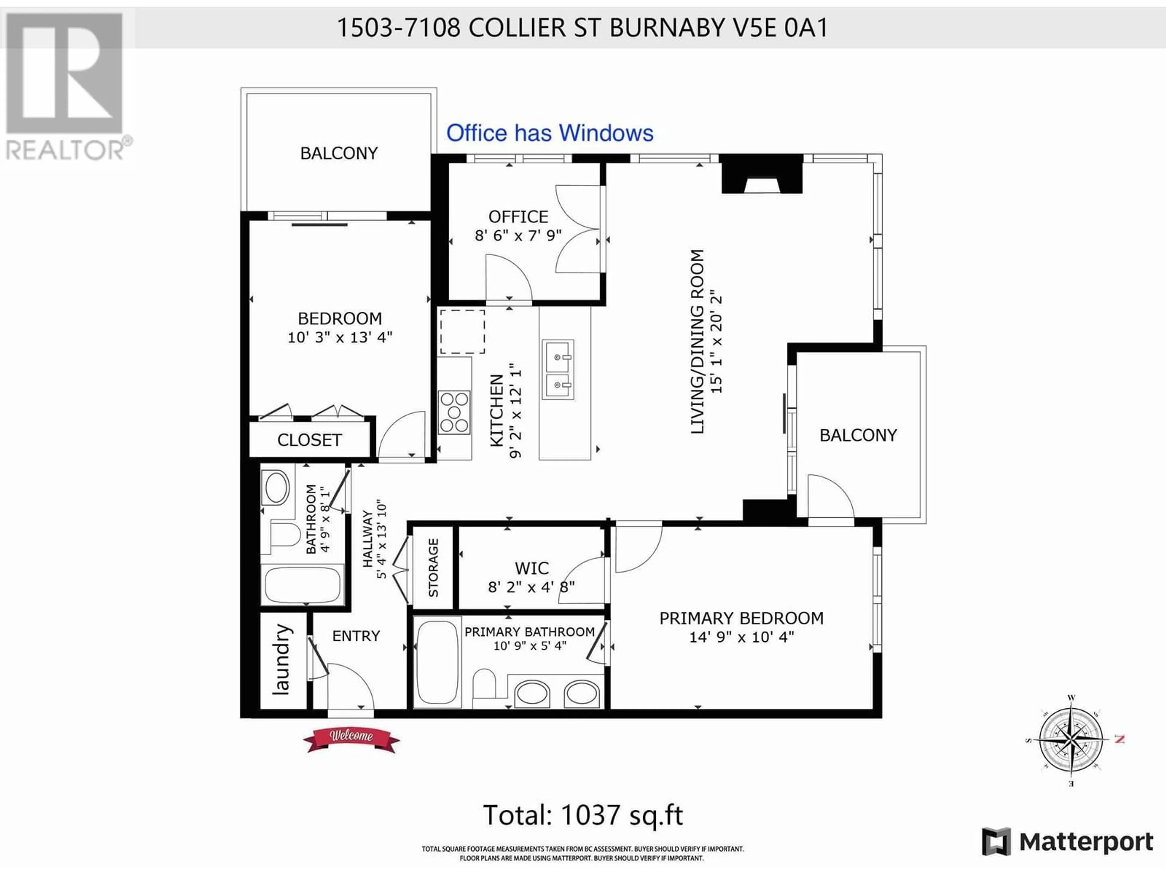 Floor plan for 1503 7108 COLLIER STREET, Burnaby British Columbia V5E0A1