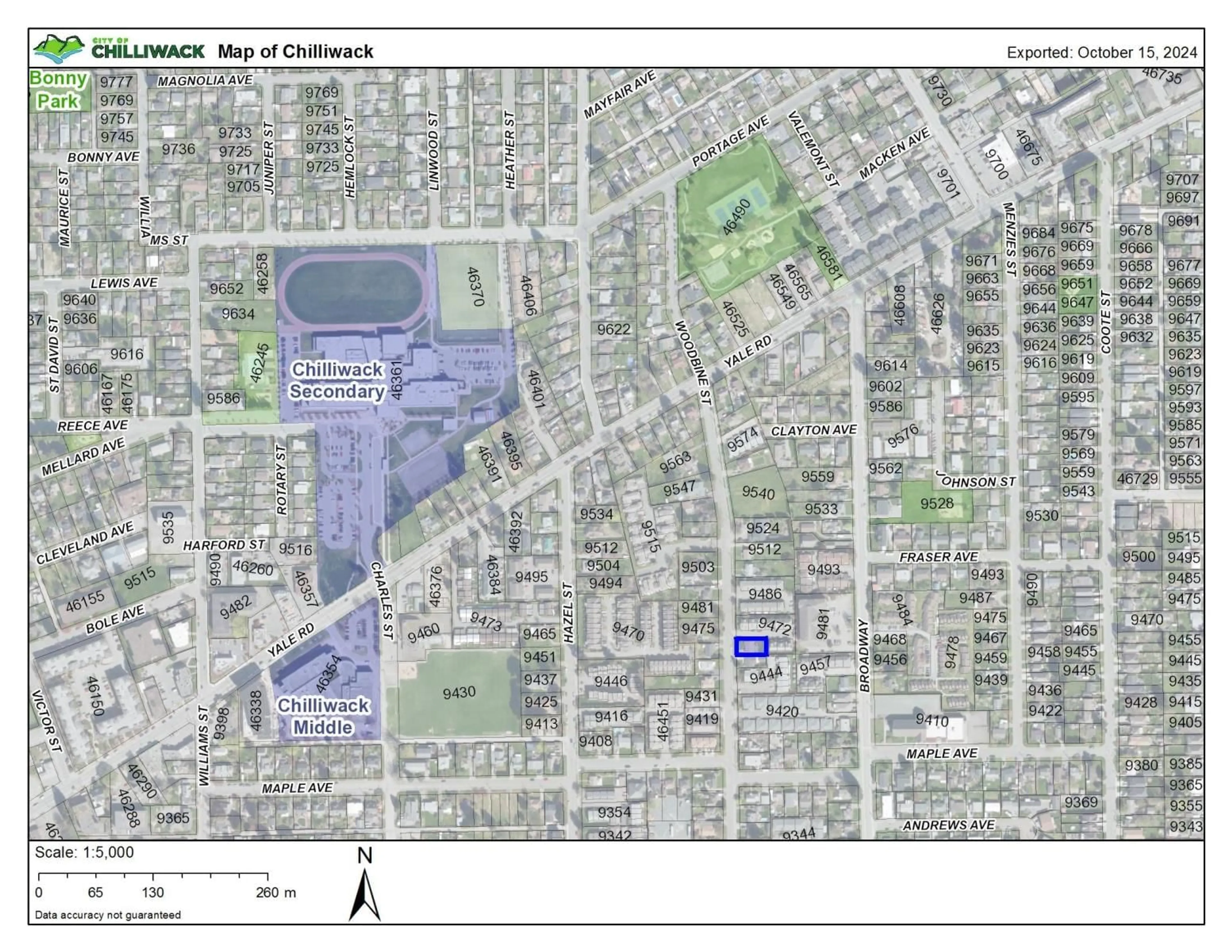 Picture of a map for 9460 WOODBINE STREET, Chilliwack British Columbia V2P5S4