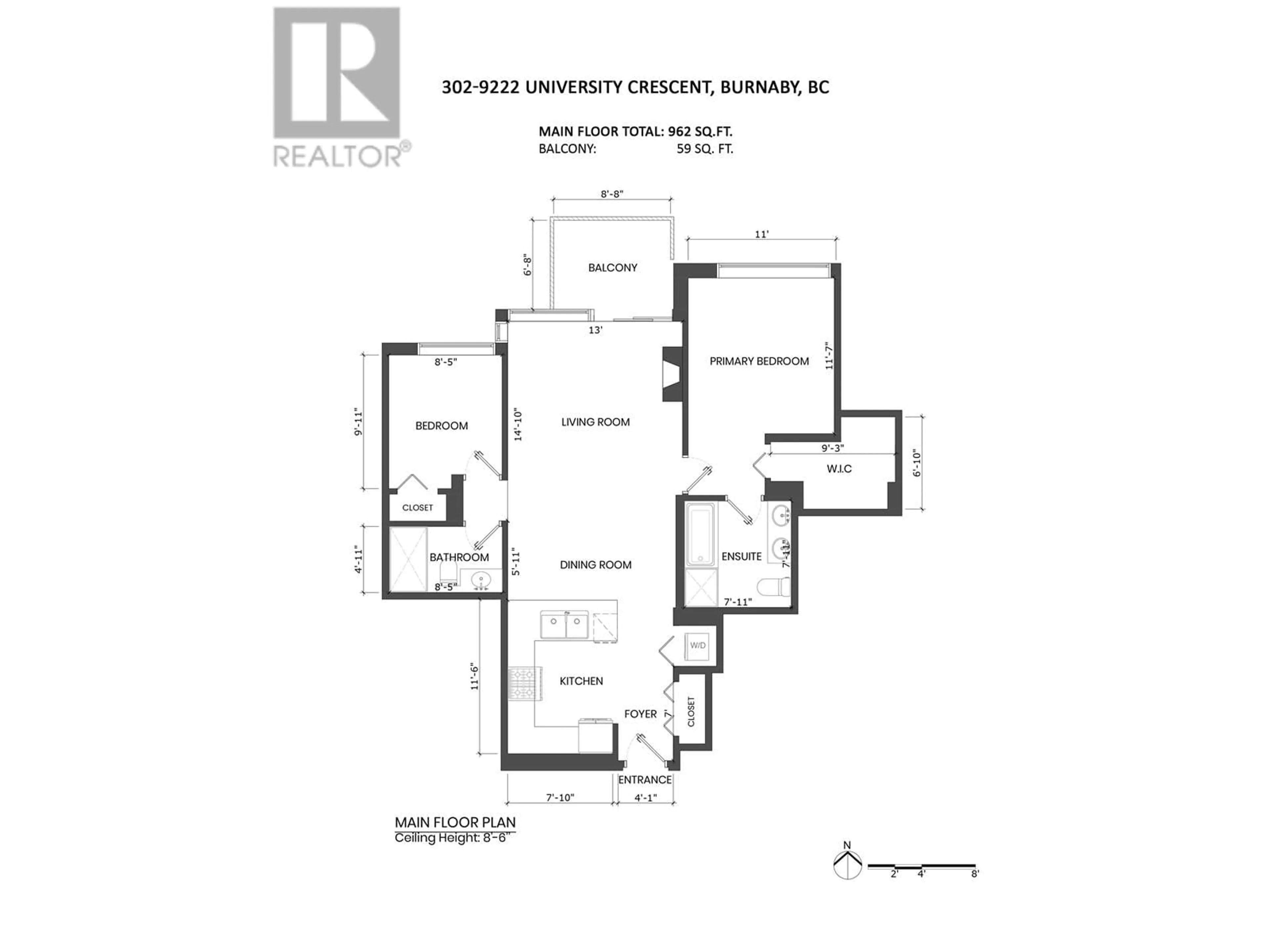 Floor plan for 302 9222 UNIVERSITY CRESCENT, Burnaby British Columbia V5A0A6