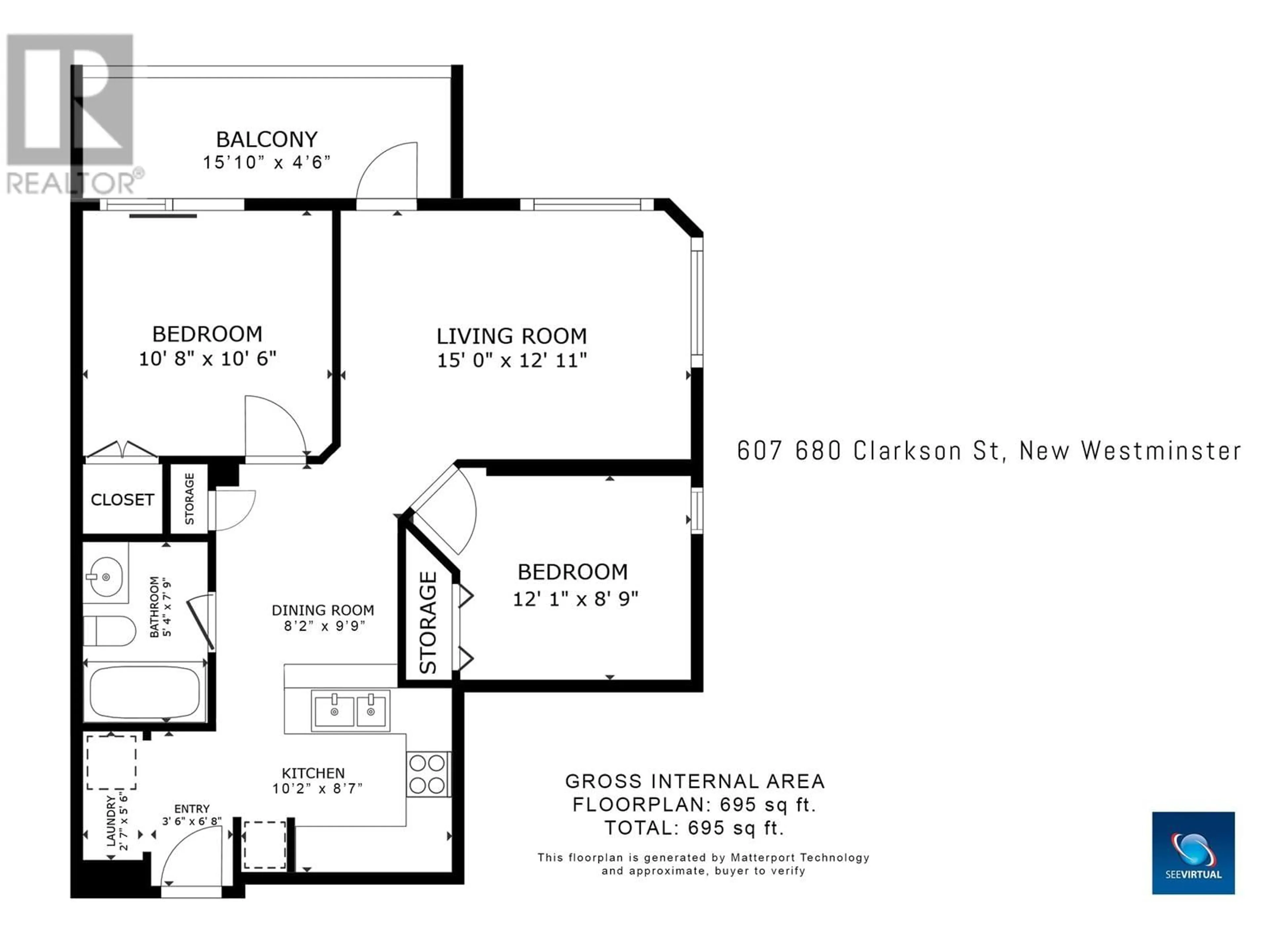 Floor plan for 607 680 CLARKSON STREET, New Westminster British Columbia V3M6X9