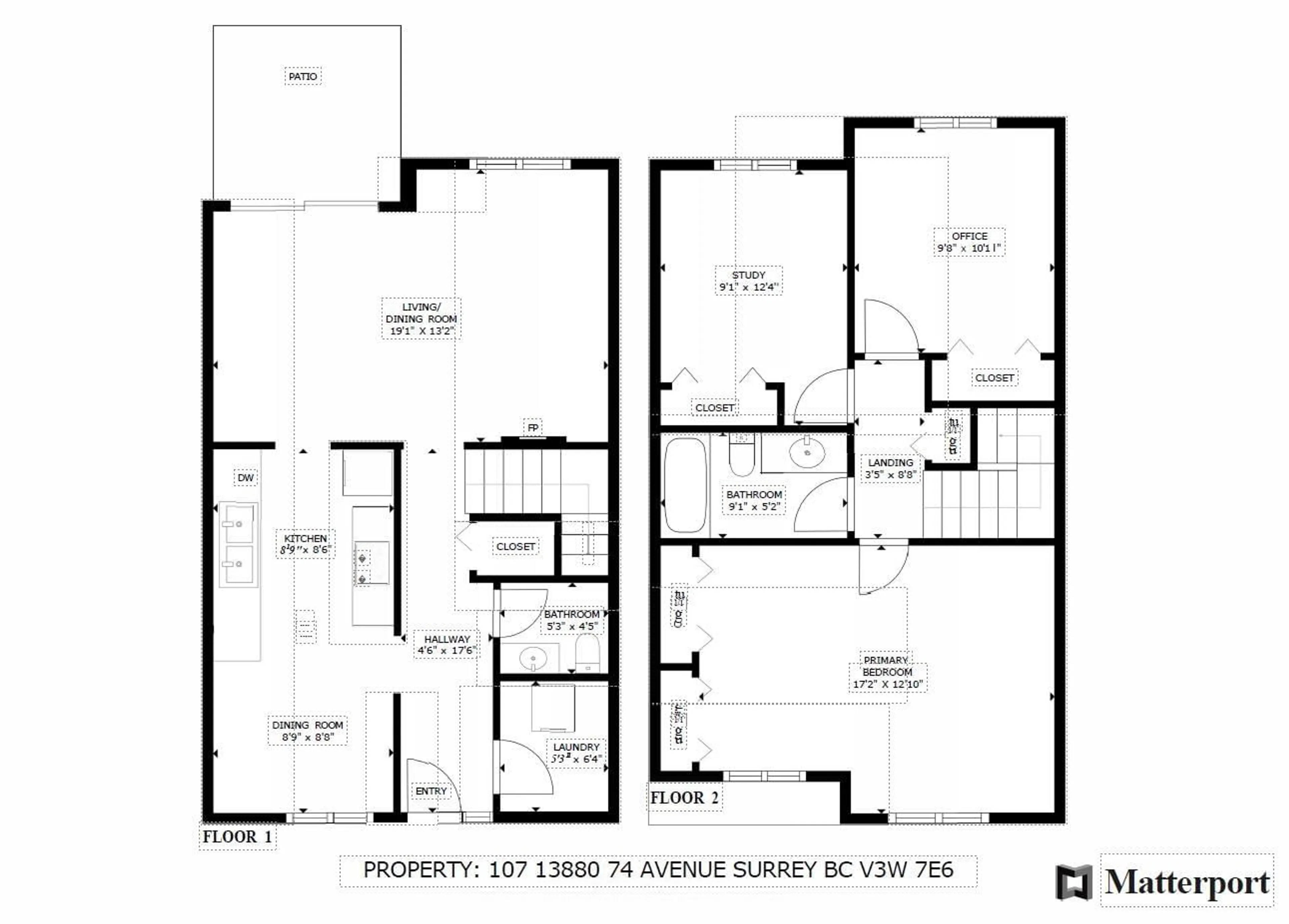 Floor plan for 107 13880 74 AVENUE, Surrey British Columbia V3W7E6