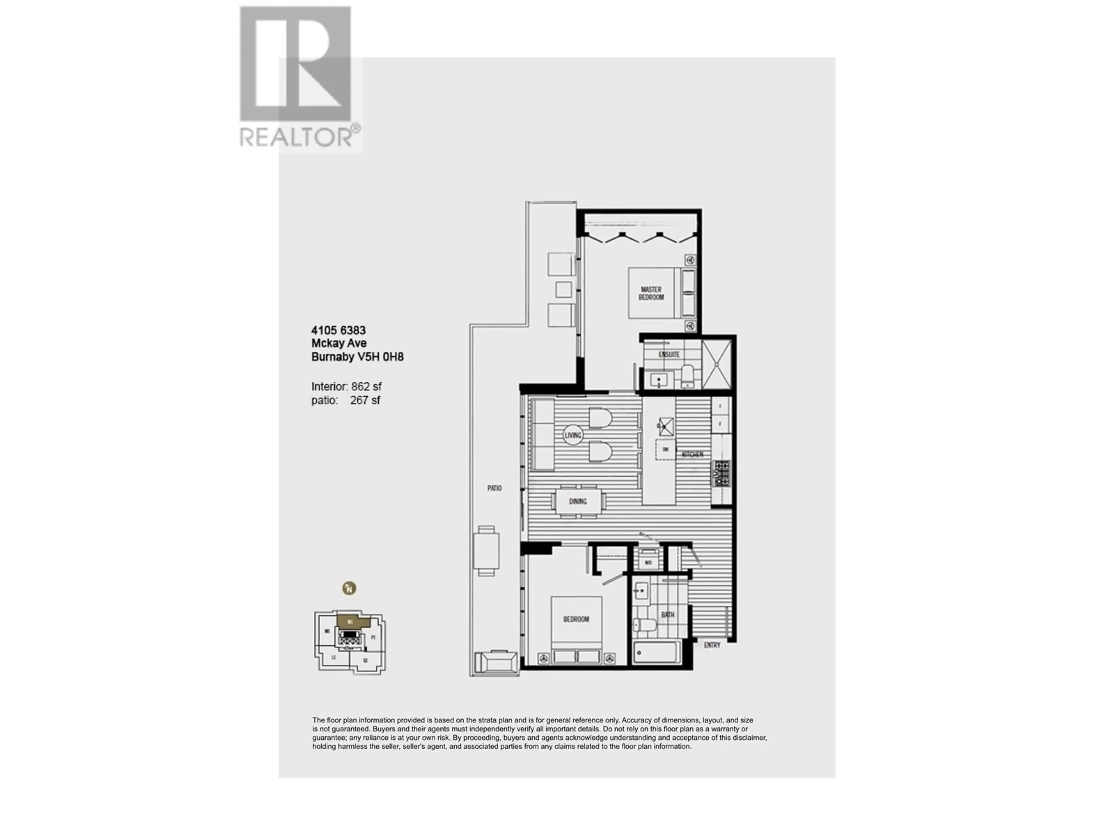 Floor plan for 4105 6383 MCKAY AVENUE, Burnaby British Columbia V5H0H8